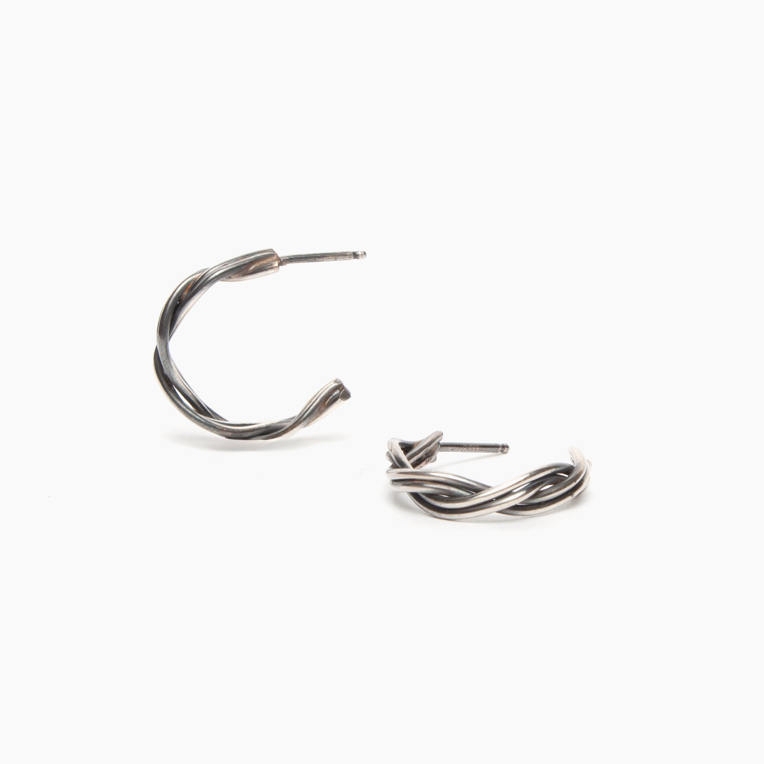 Four Strand Braided Sterling Silver Hoop Earrings