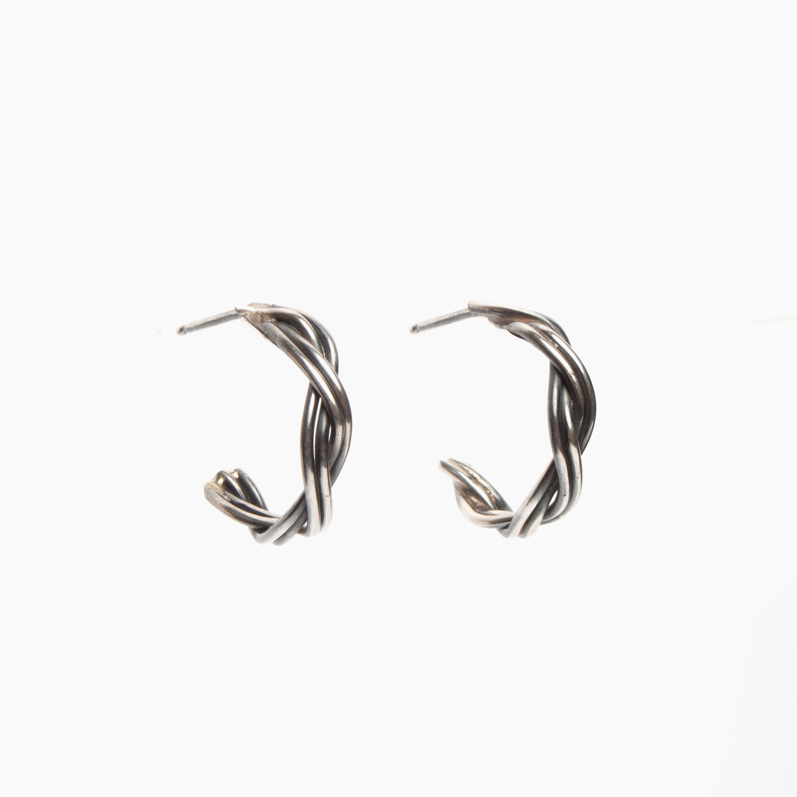 Four Strand Braided Sterling Silver Hoop Earrings