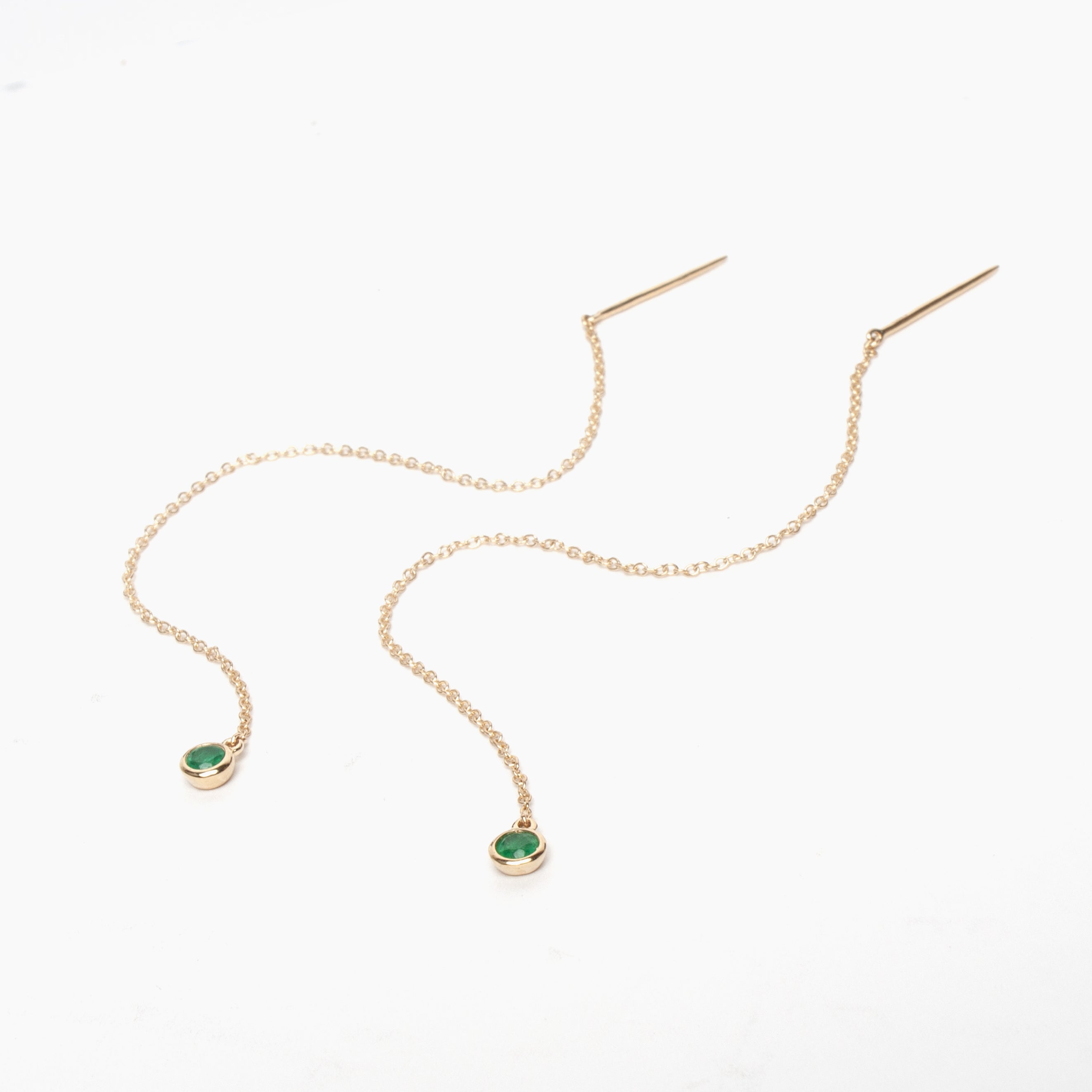 Gemstone Chain Threader Earrings