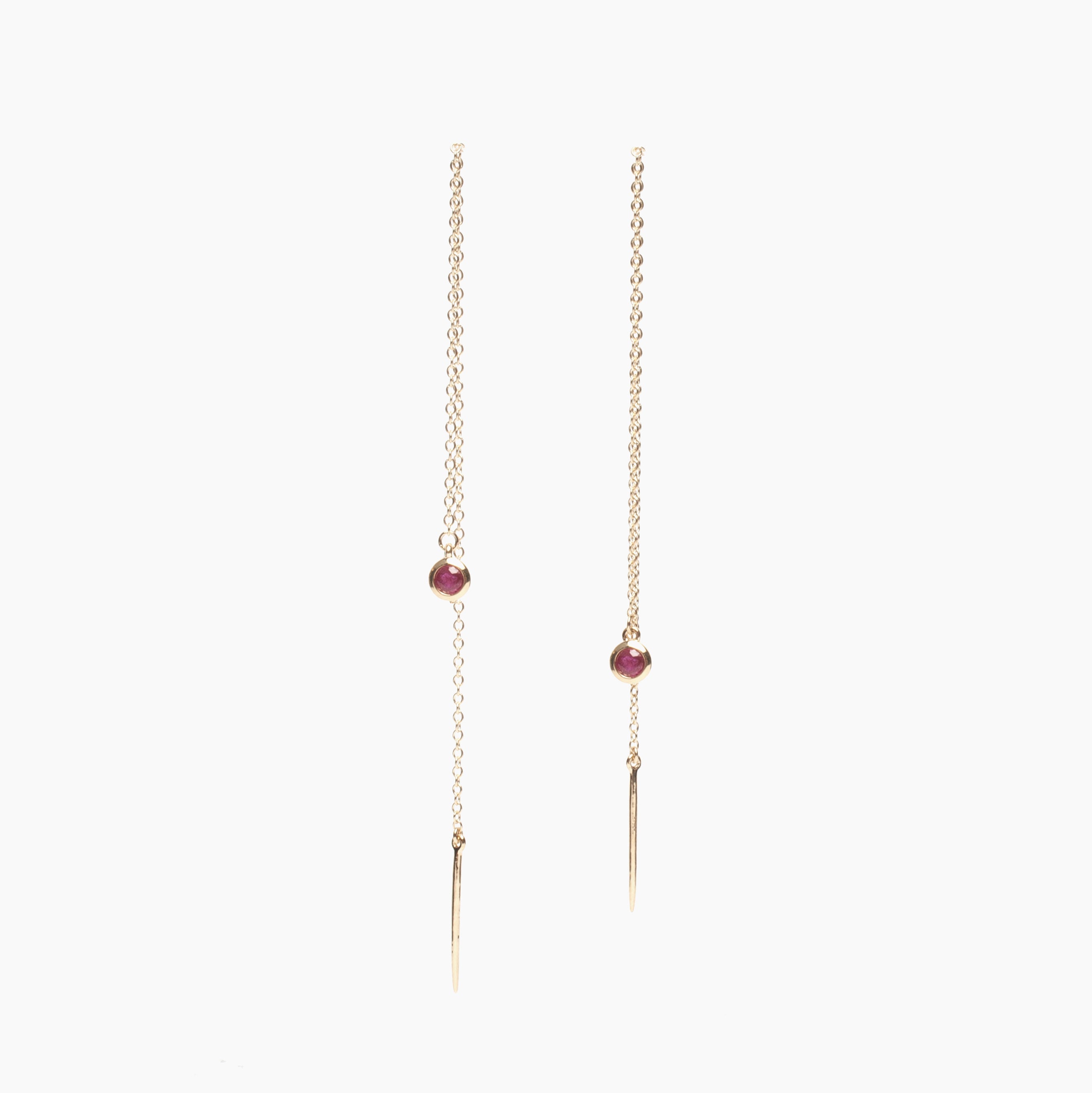 Gemstone Chain Threader Earrings