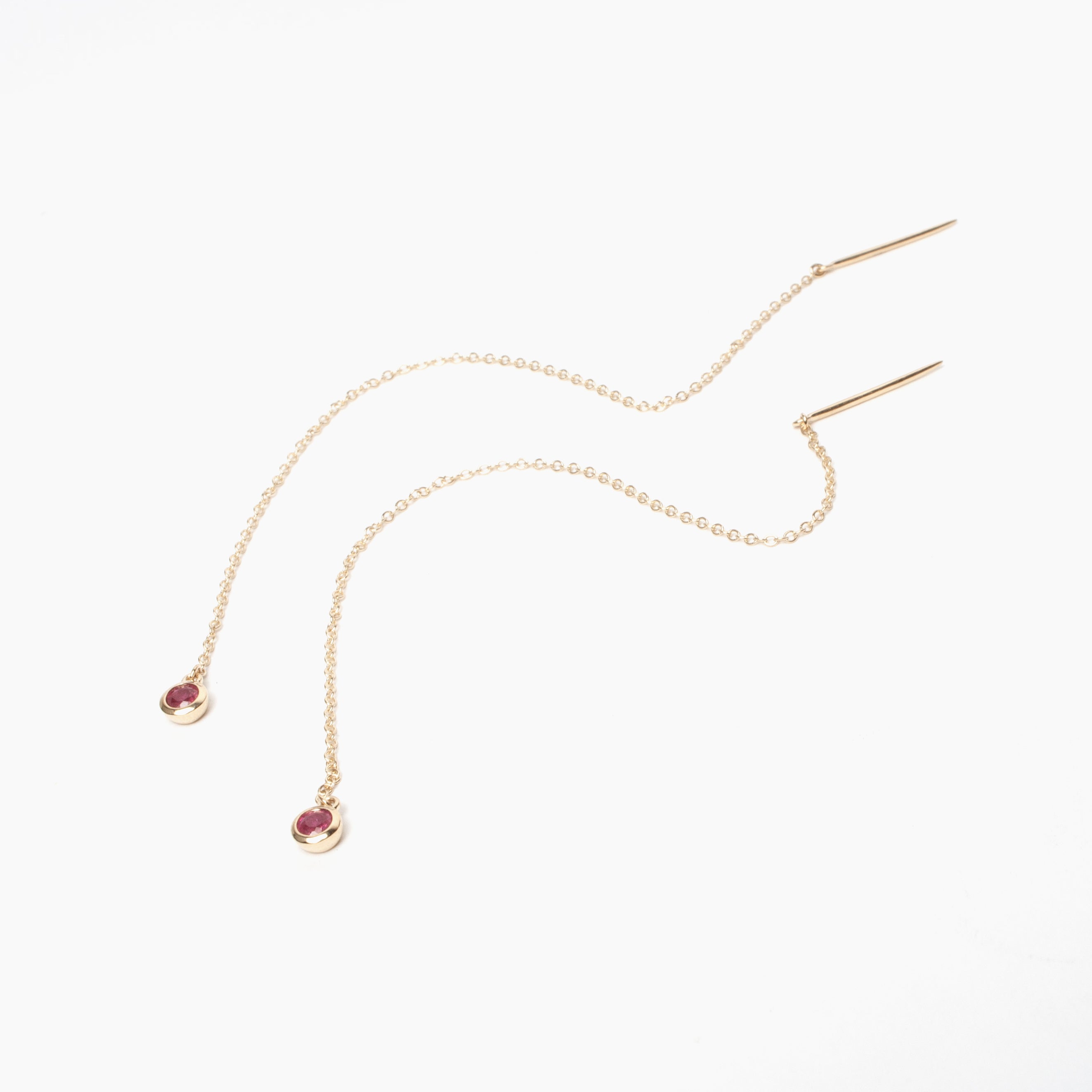 Gemstone Chain Threader Earrings