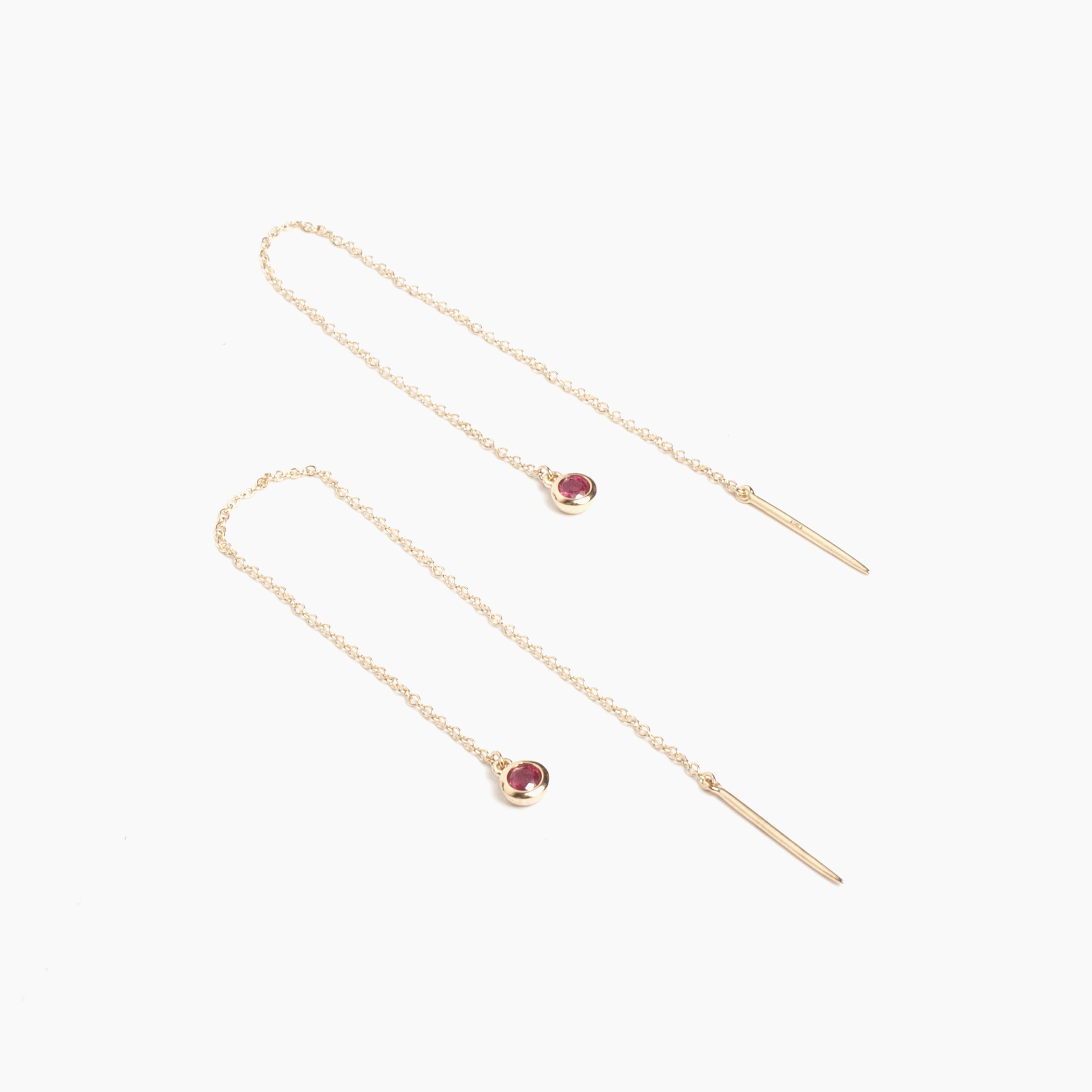 Gemstone Chain Threader Earrings