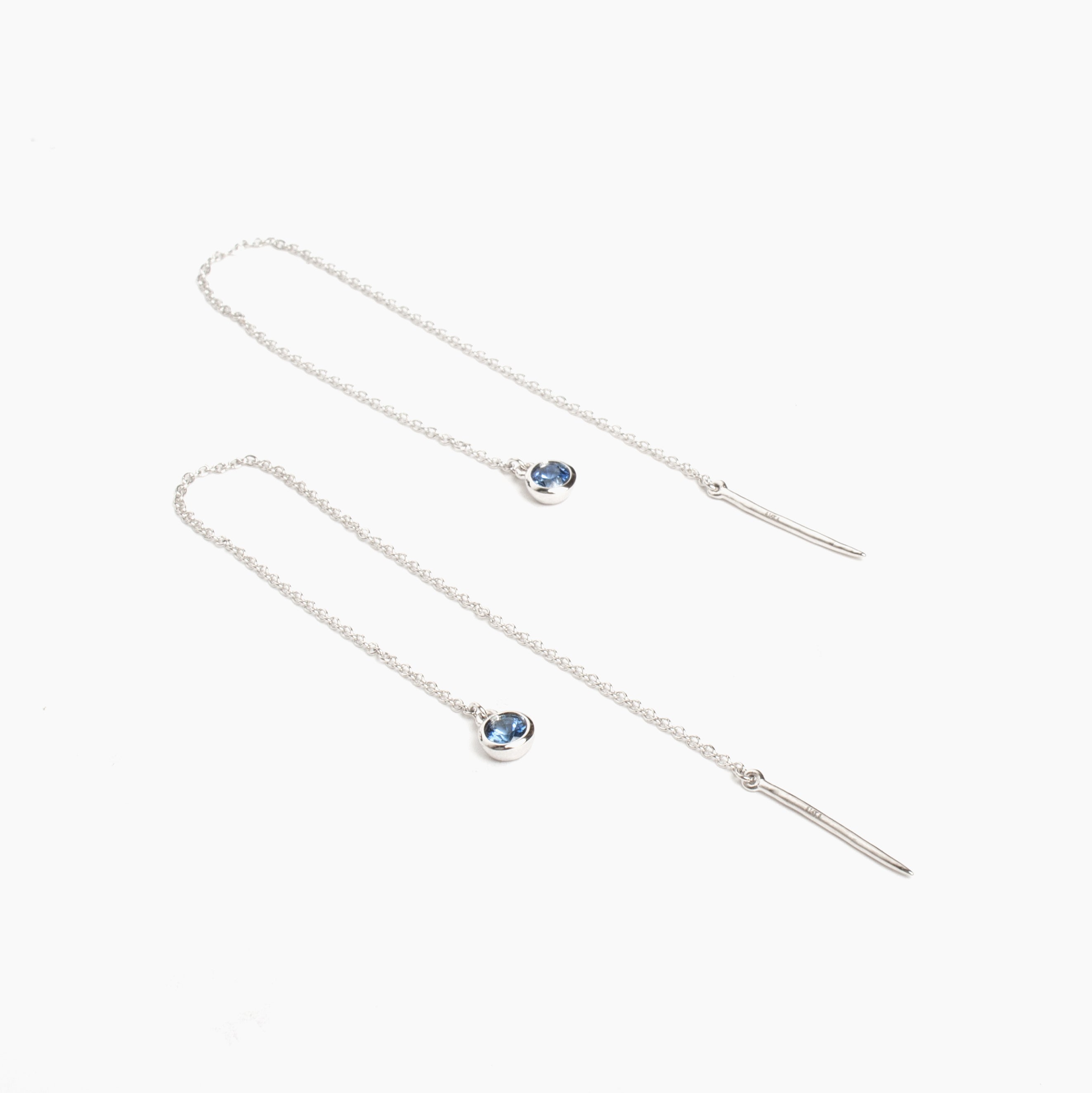 Gemstone Chain Threader Earrings