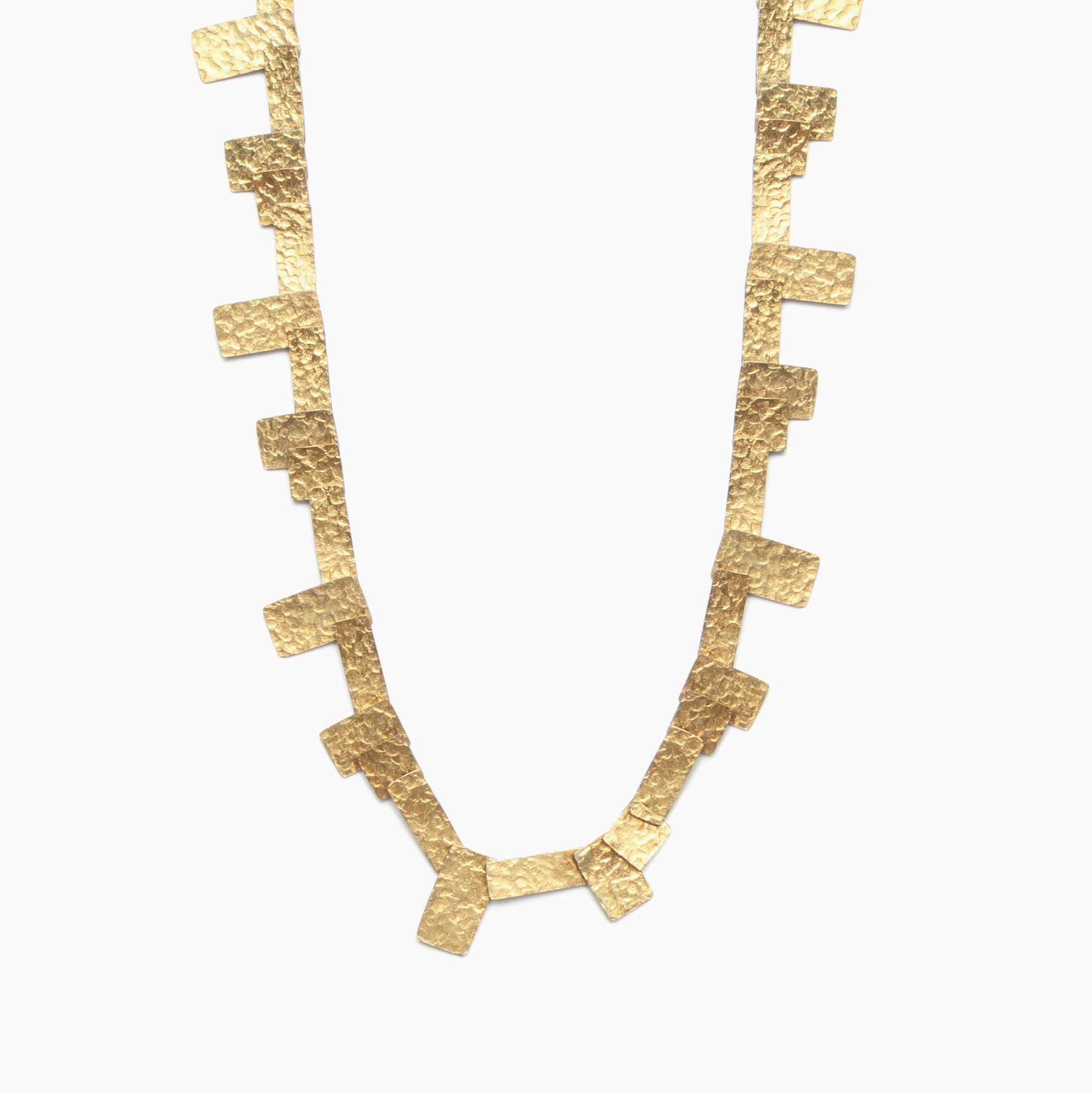 Hammered Delicate Long Tab Link Necklace