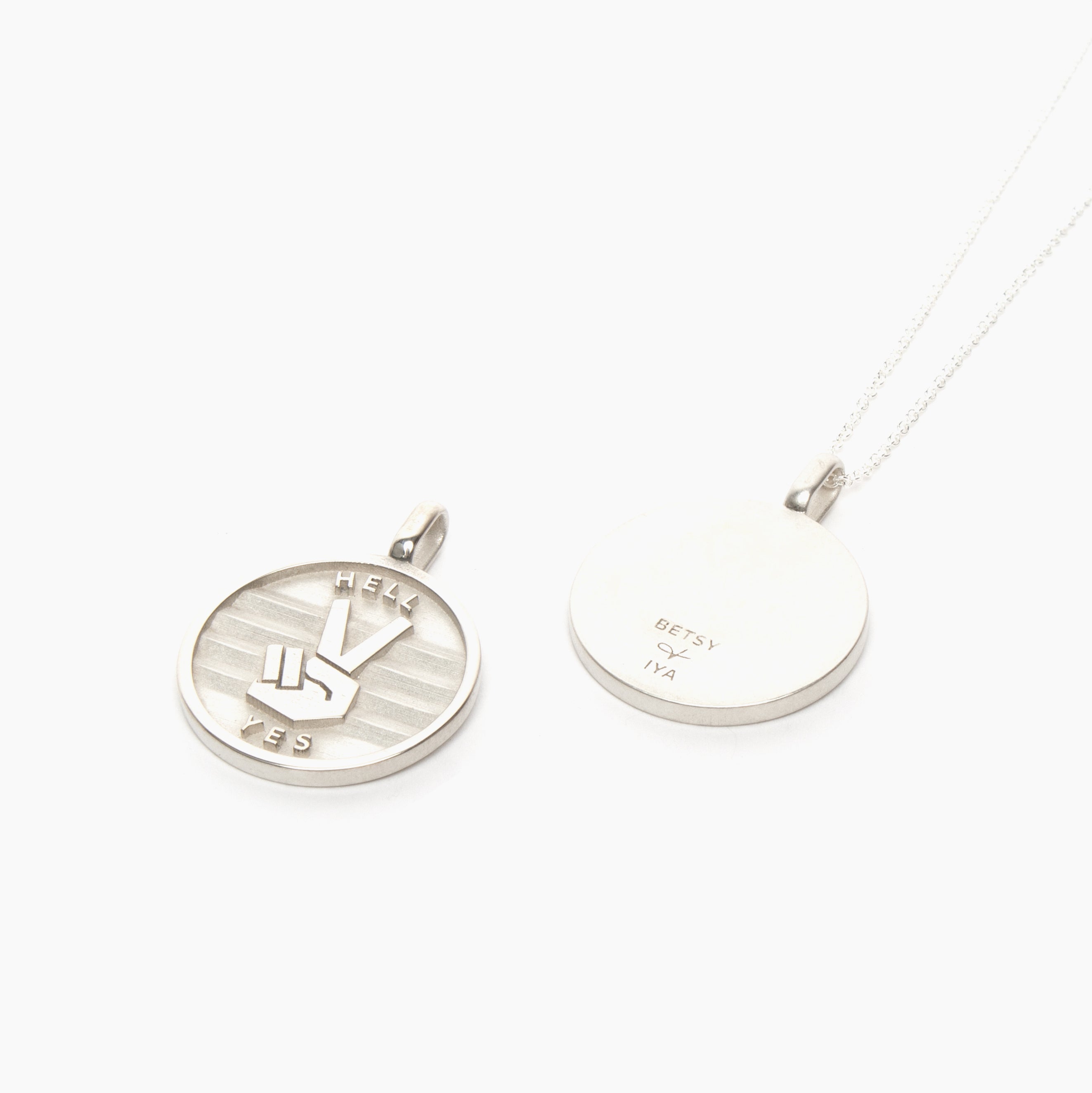 Peace + Hell Yes medallion (chain optional)