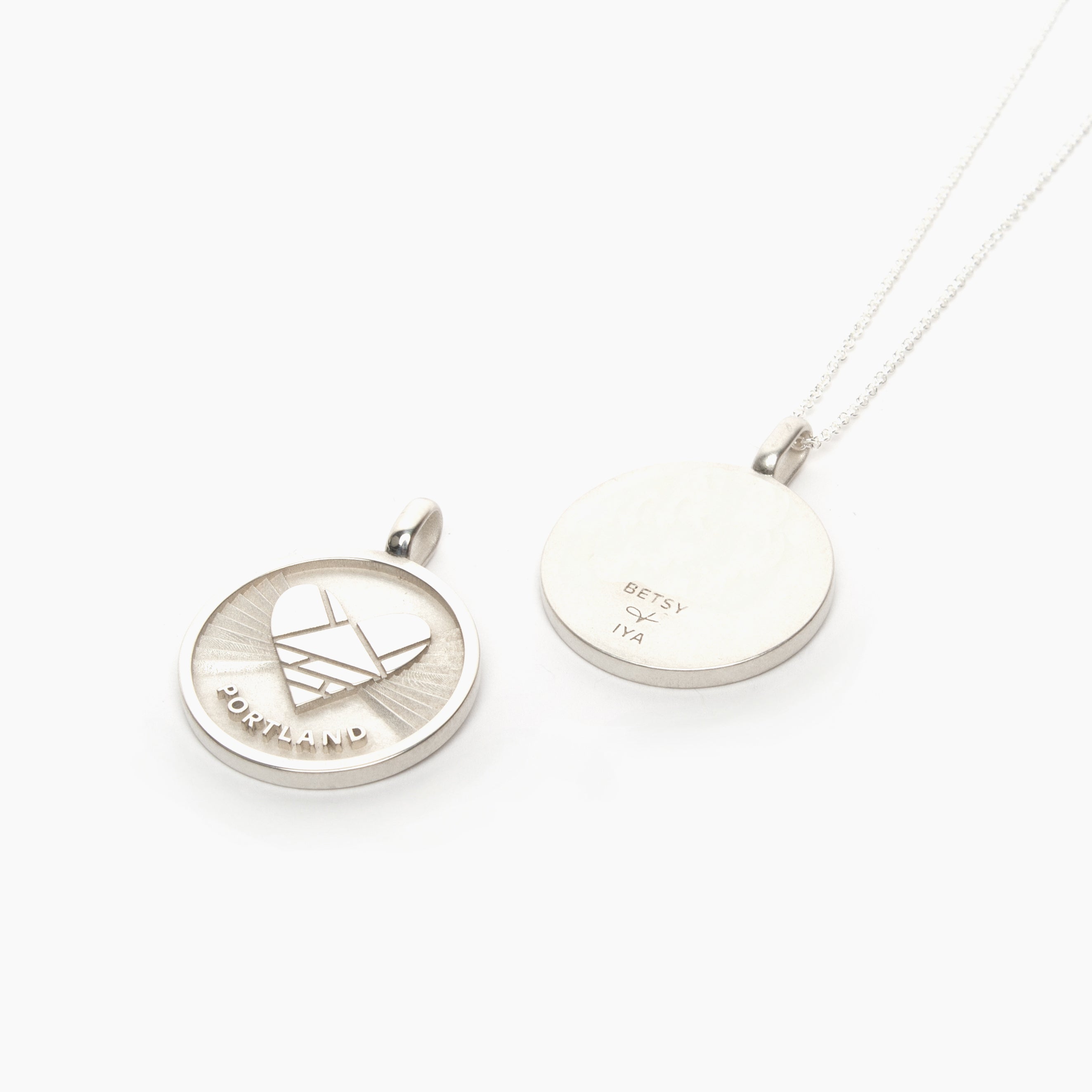 Heart + Portland medallion (chain optional)