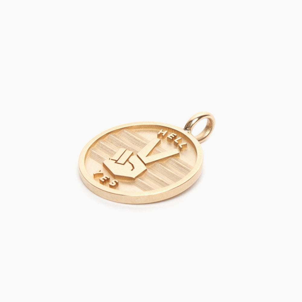 14k Gold Peace + Hell Yes medallion (chain optional) - presale