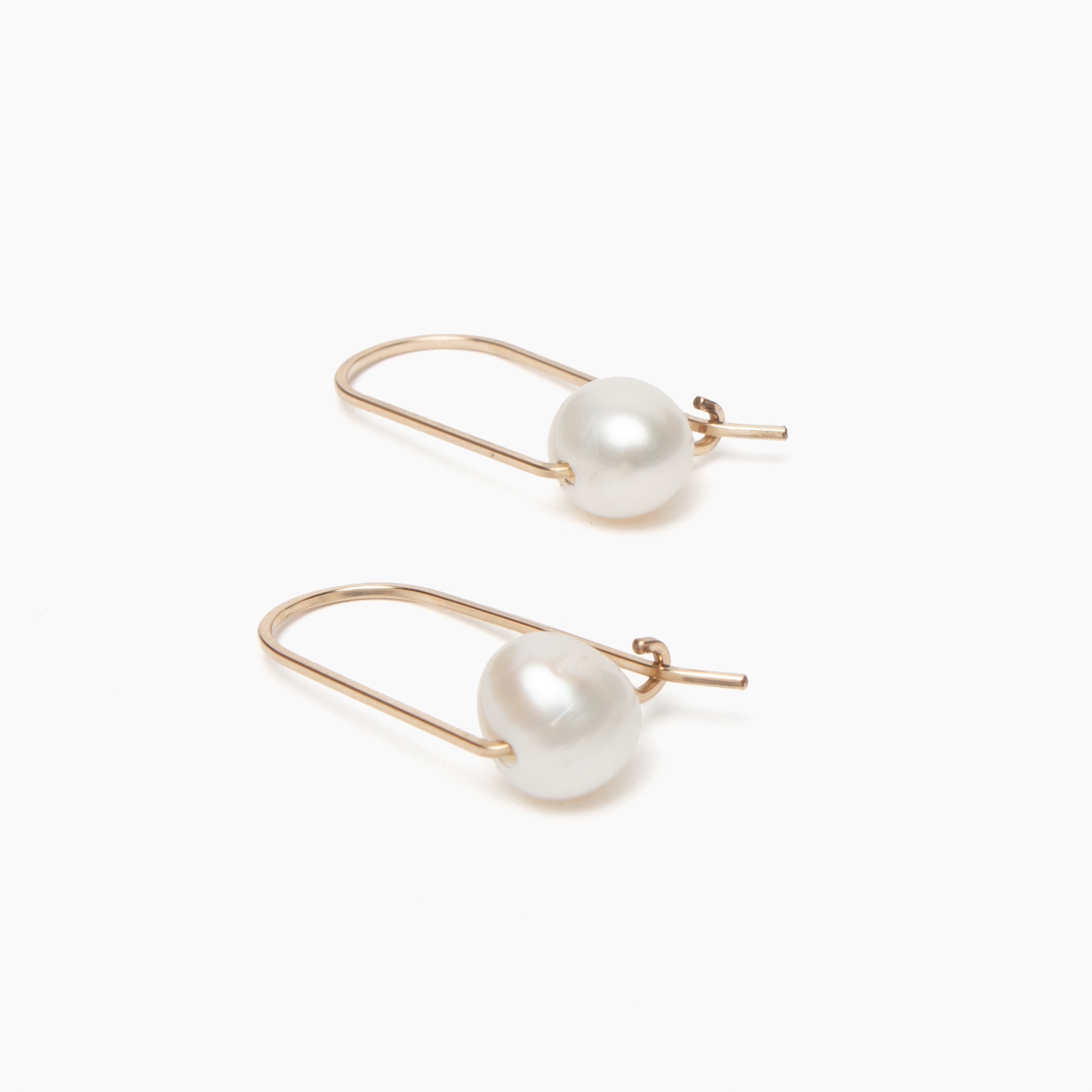 Short Bar Pearl Hoop Earrings
