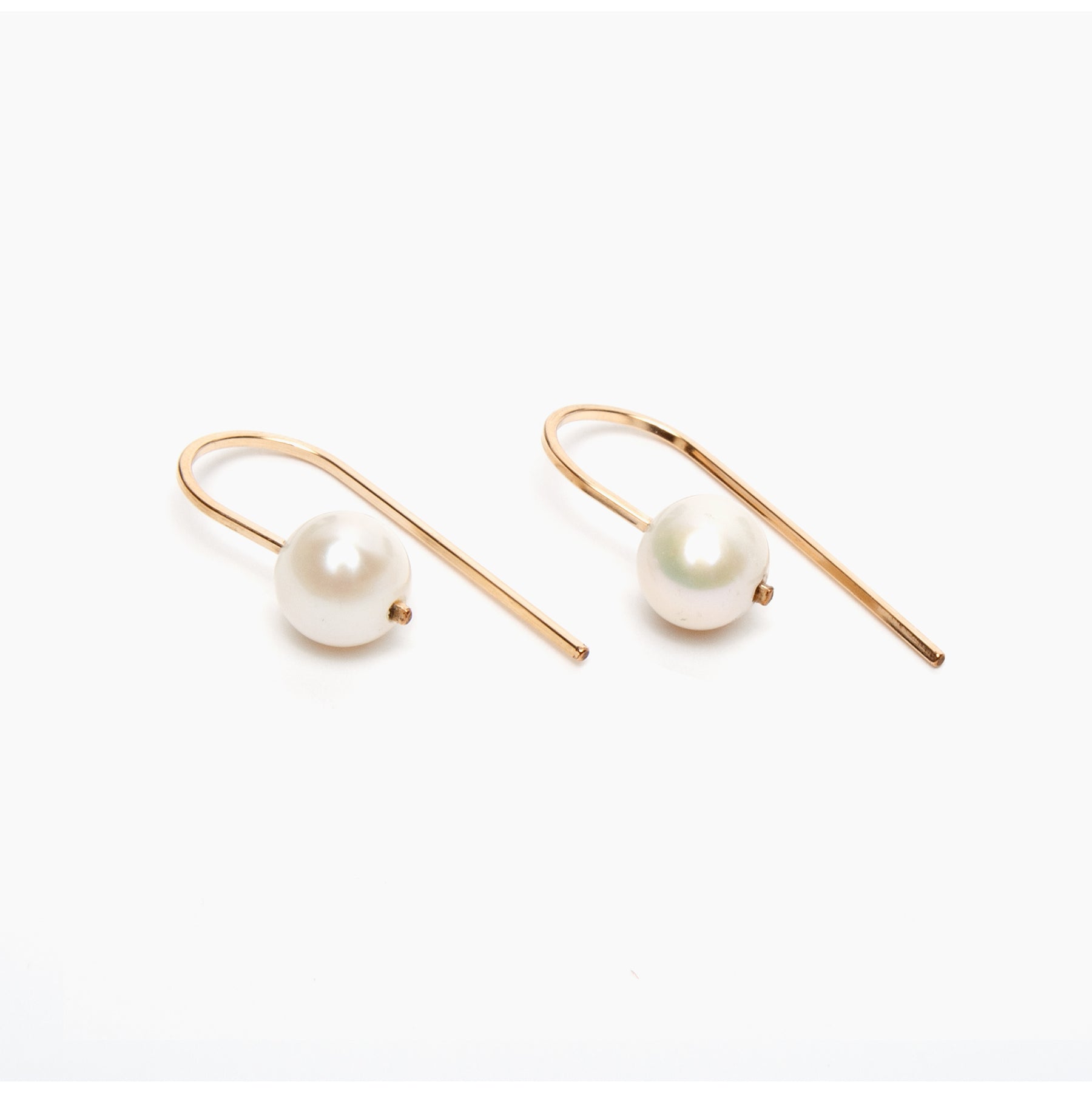 Short Arc Threader Earrings with Large Pearl