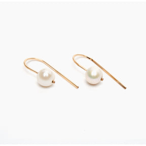 Short Arc Threader Earrings with Large Pearl