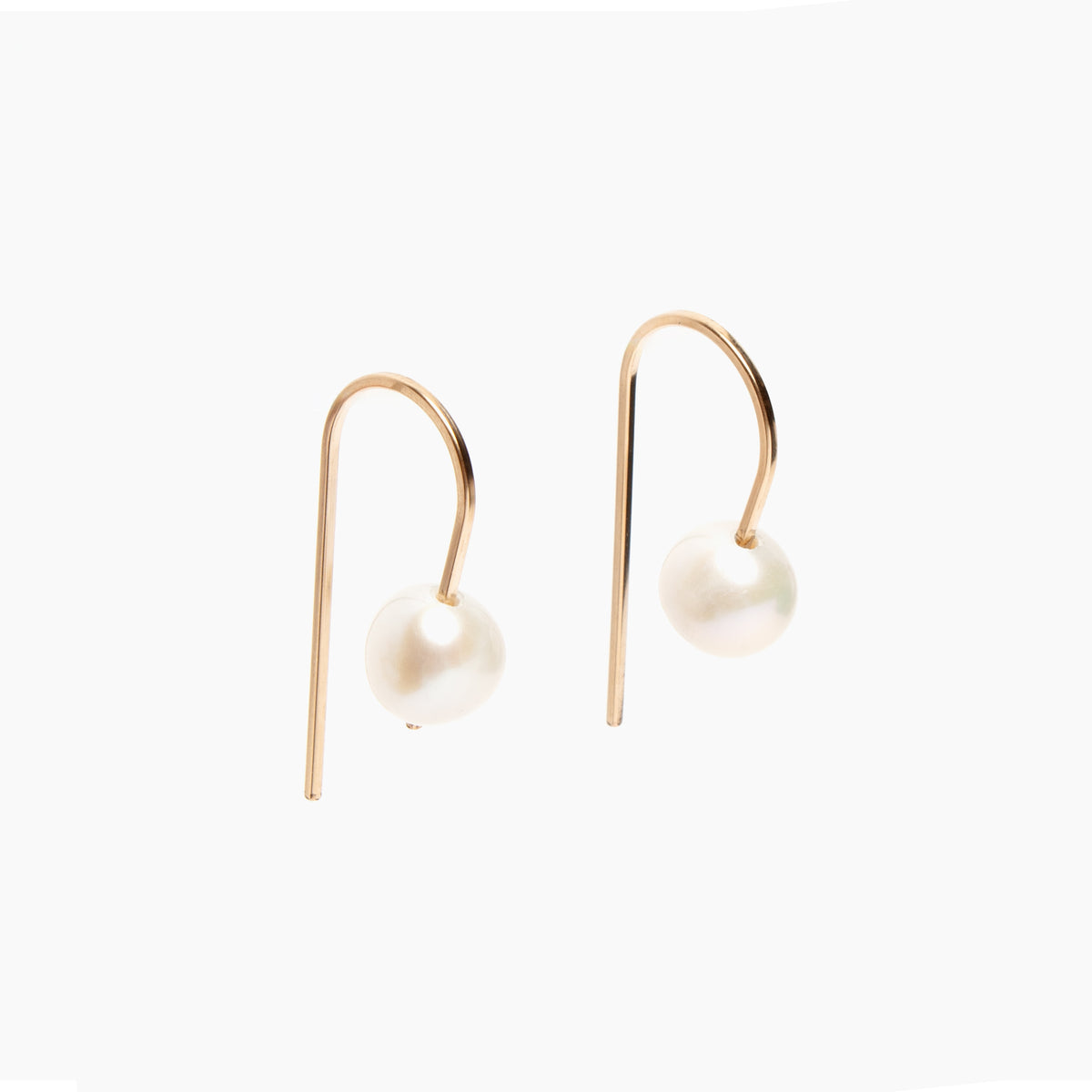 Short Arc Threader Earrings with Large Pearl