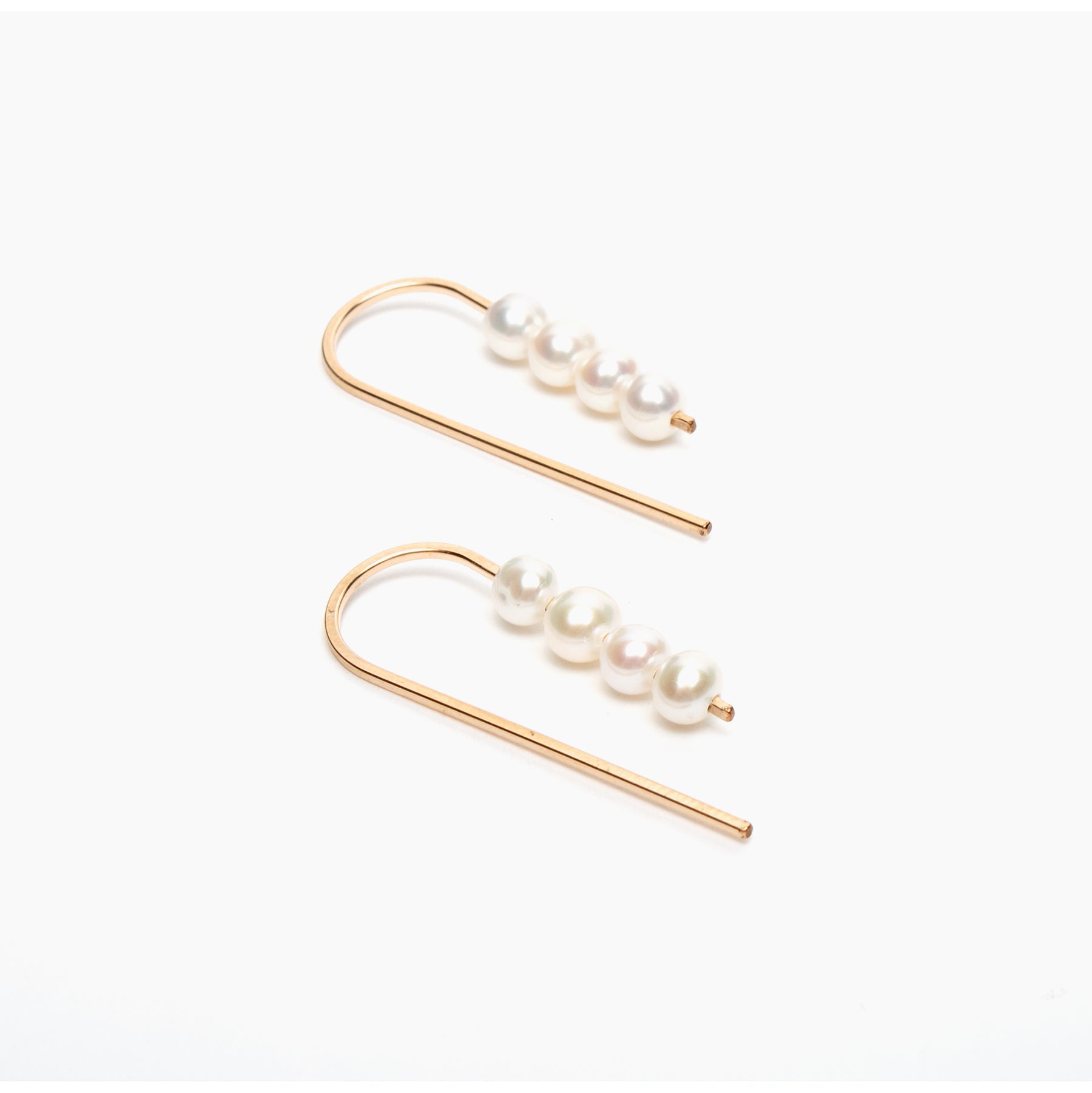 Short Arc Threader Earrings with Multiple Small Pearls