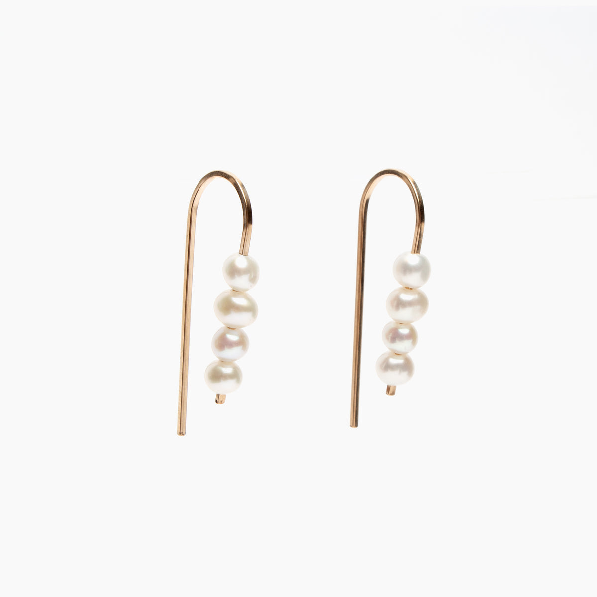 Short Arc Threader Earrings with Multiple Small Pearls