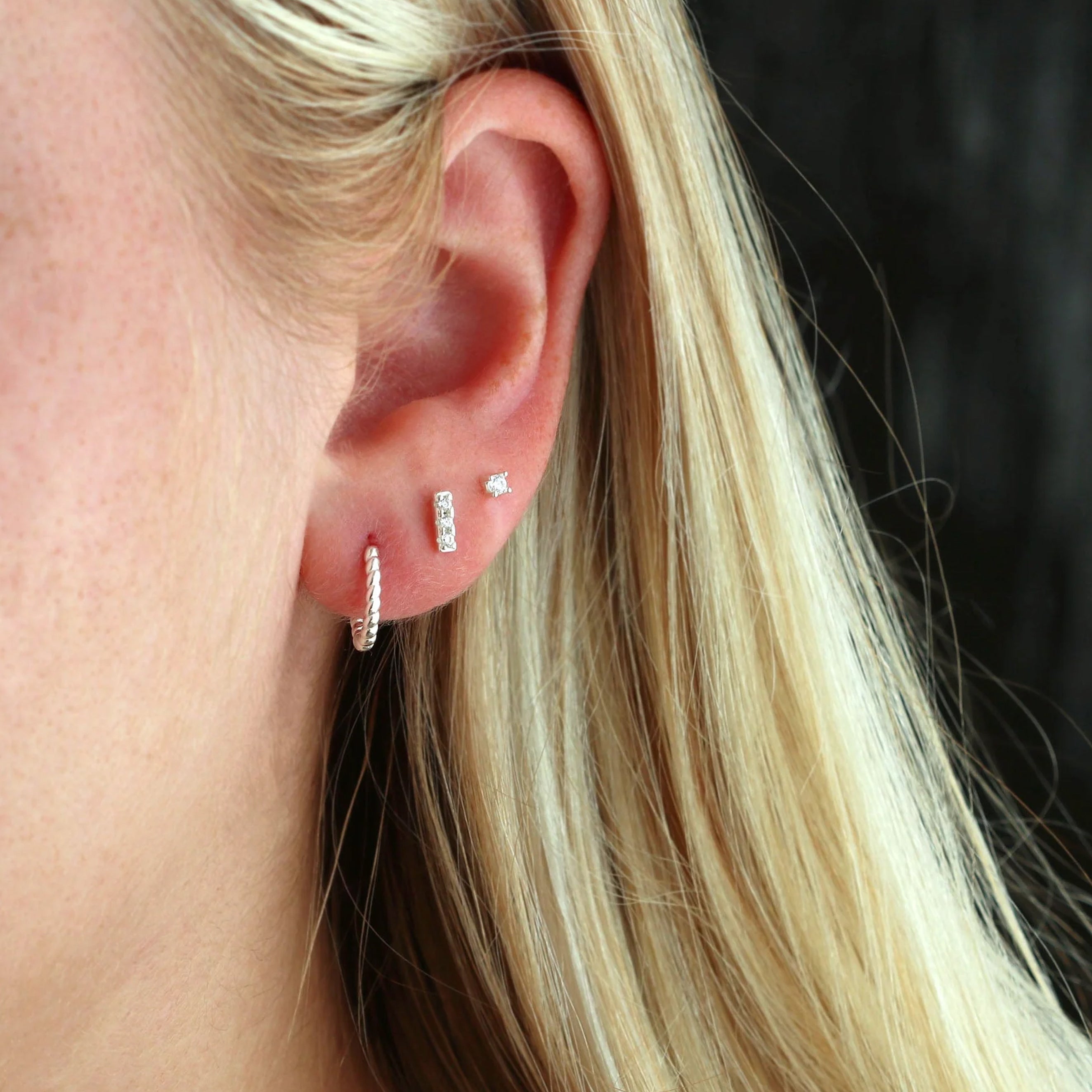 Twisted Hinged Huggie Hoop Earrings