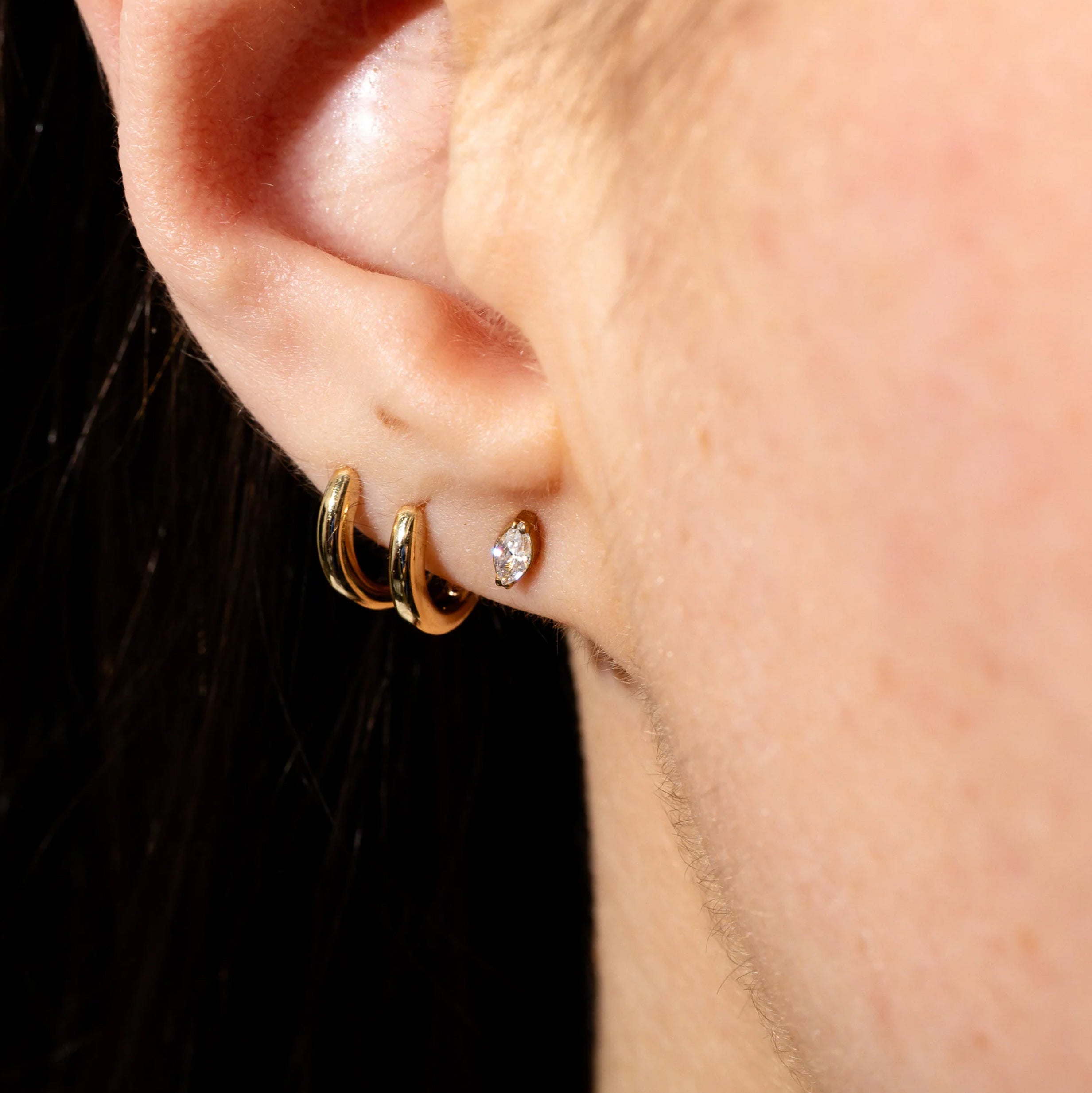 Marquise Flat Back Stud Earring