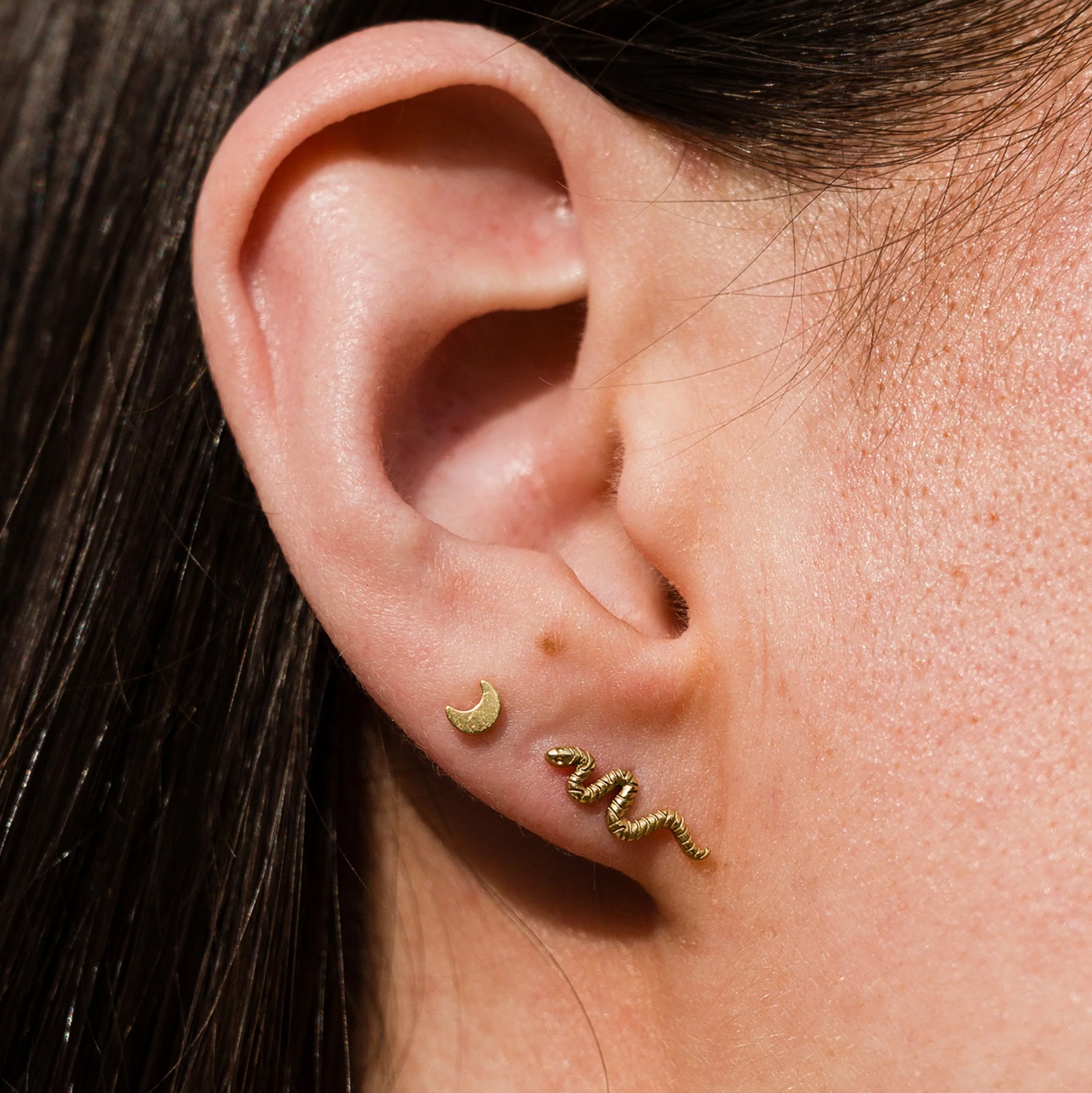 Moon Flat Back Stud Earring
