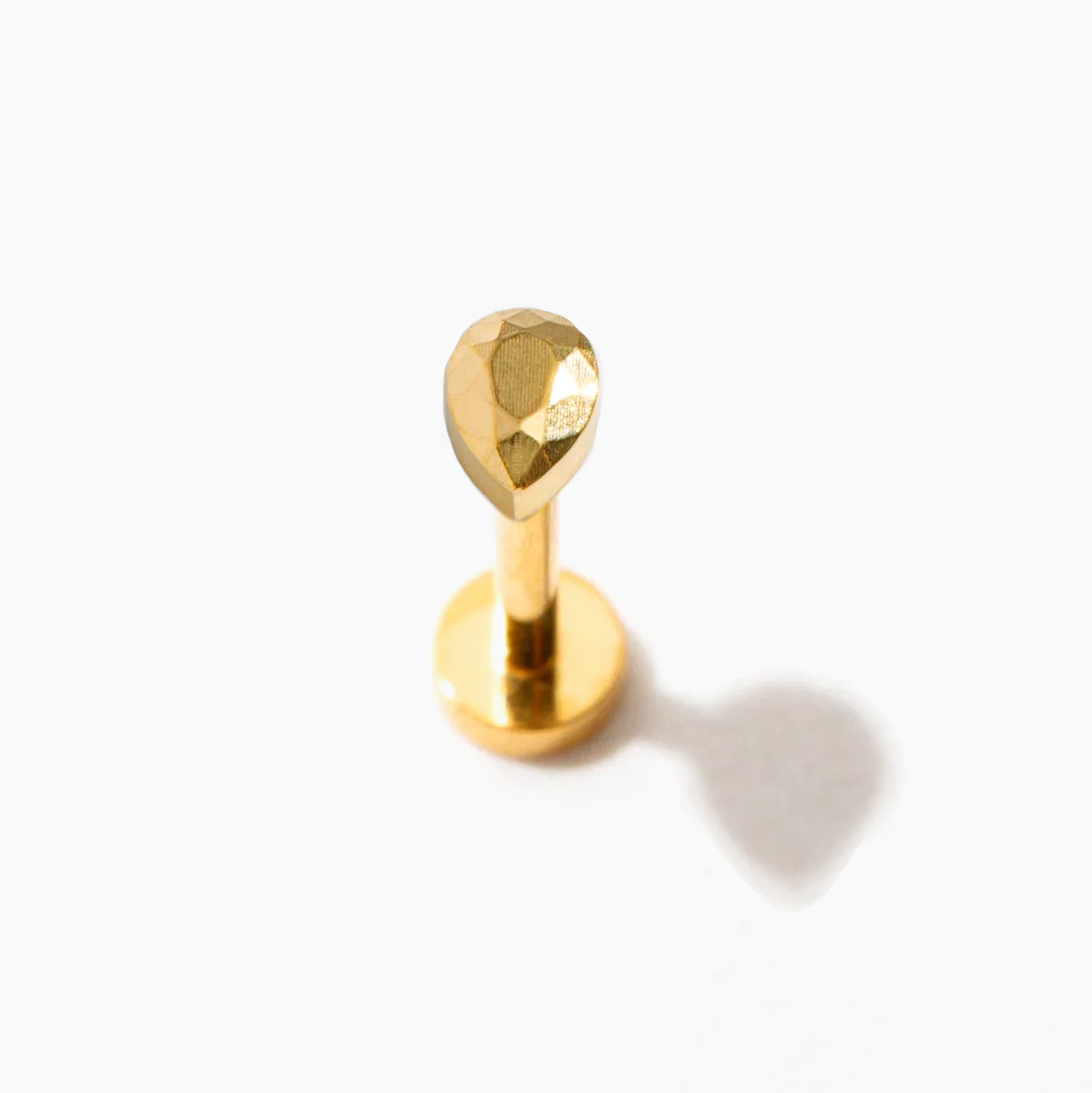 Faceted Teardrop Flat Back Stud Earring