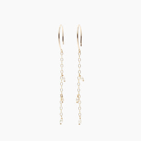 Long Dangle Triple Small Pearl Earrings
