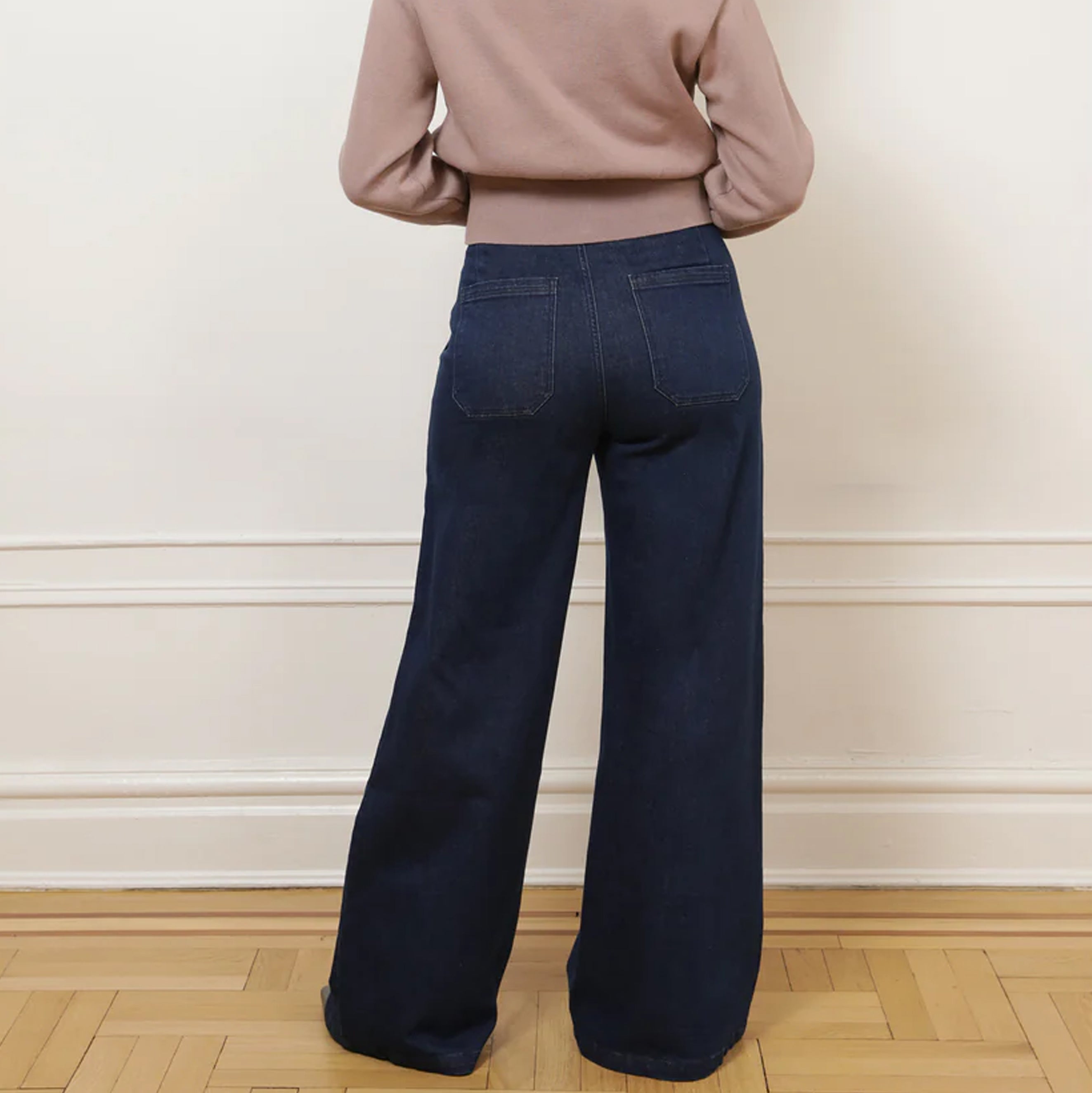 Long Sabrina Wide-Leg Jeans in New York Dark Wash