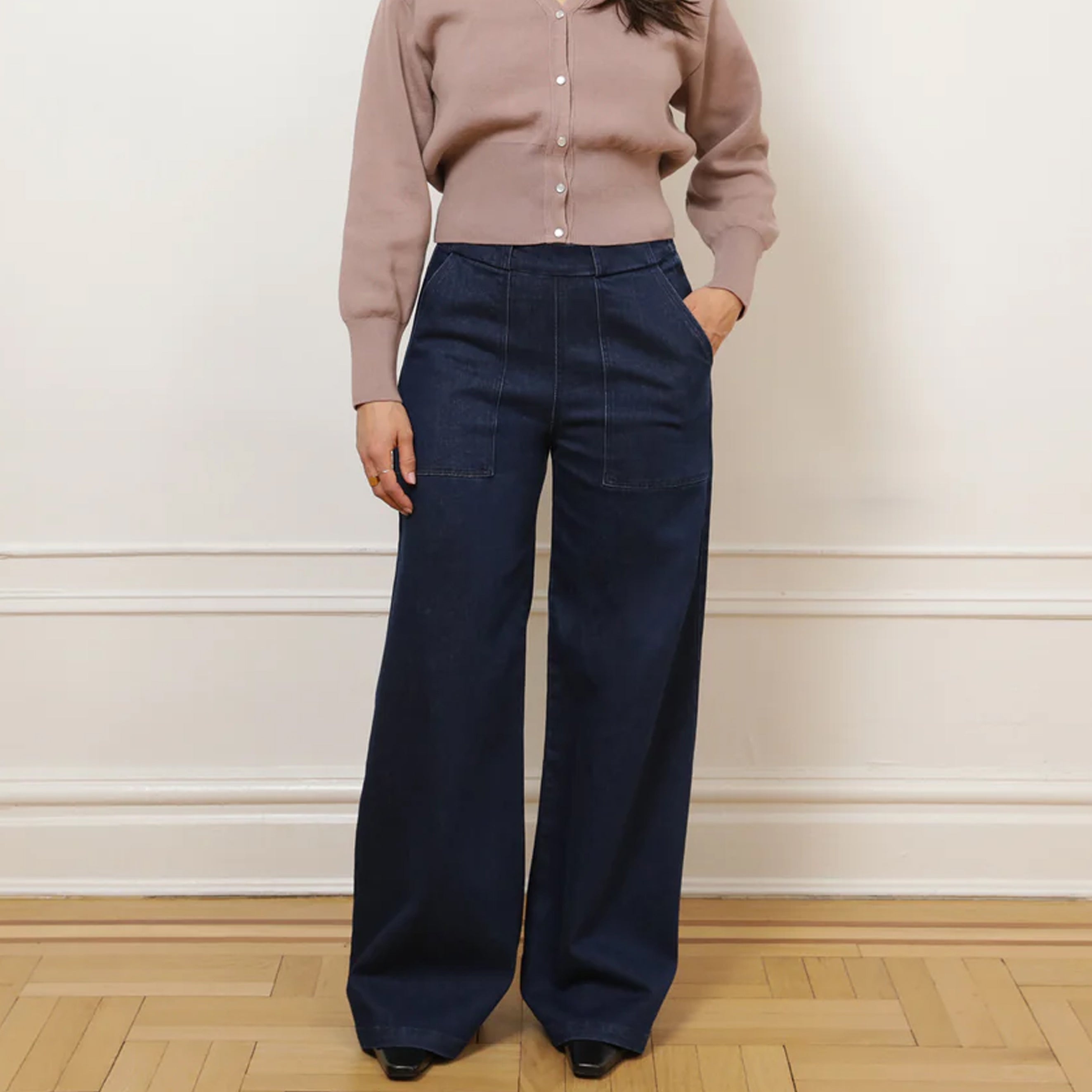 Long Sabrina Wide-Leg Jeans in New York Dark Wash