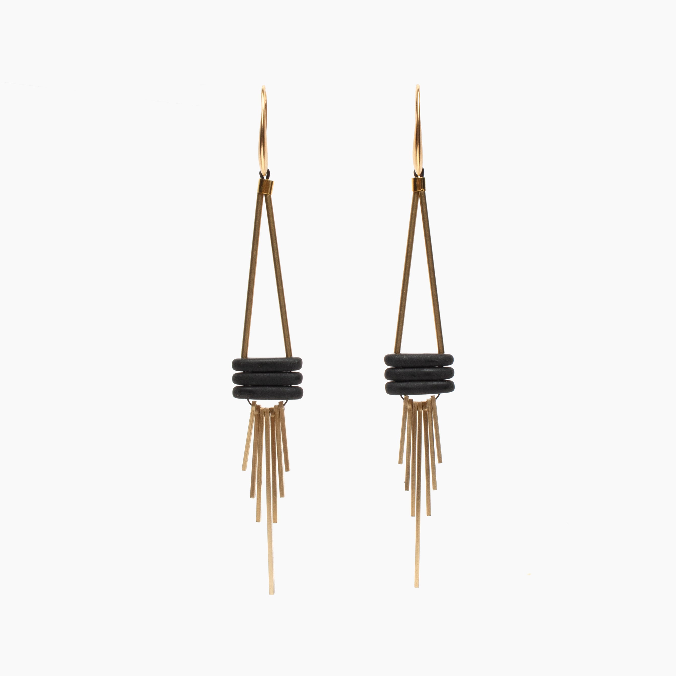 Matte Black Glass Geometric Earrings