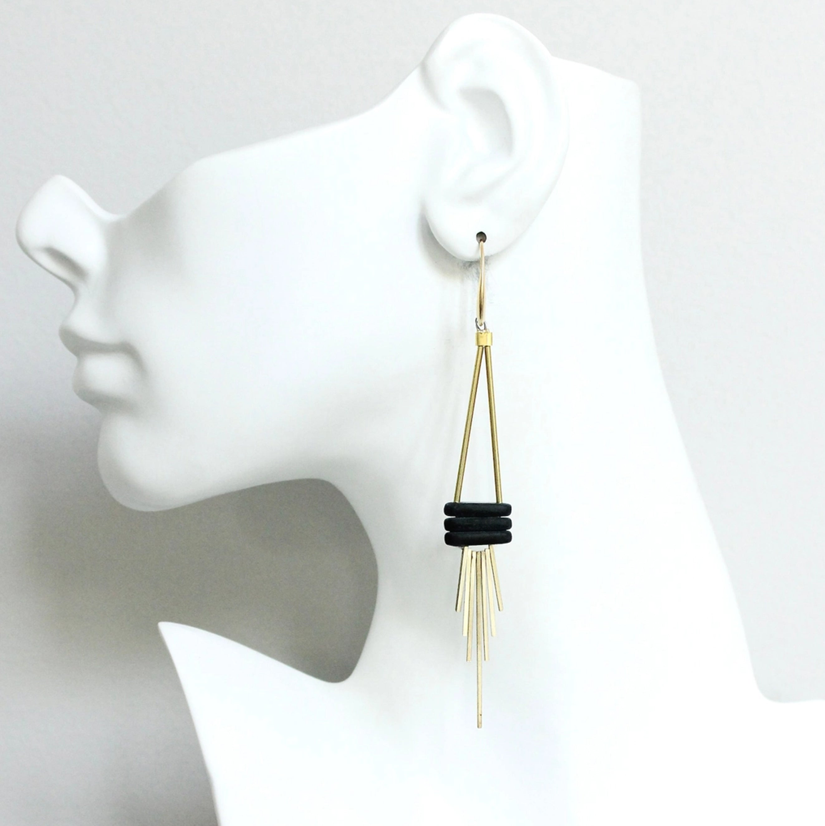 Matte Black Glass Geometric Earrings