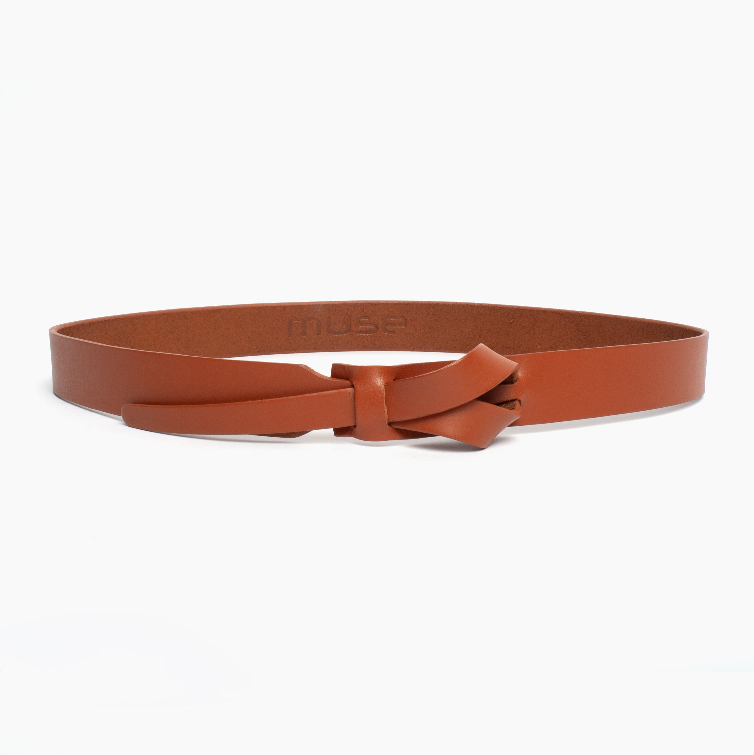 Buckleless Thin Camel Leather Belt