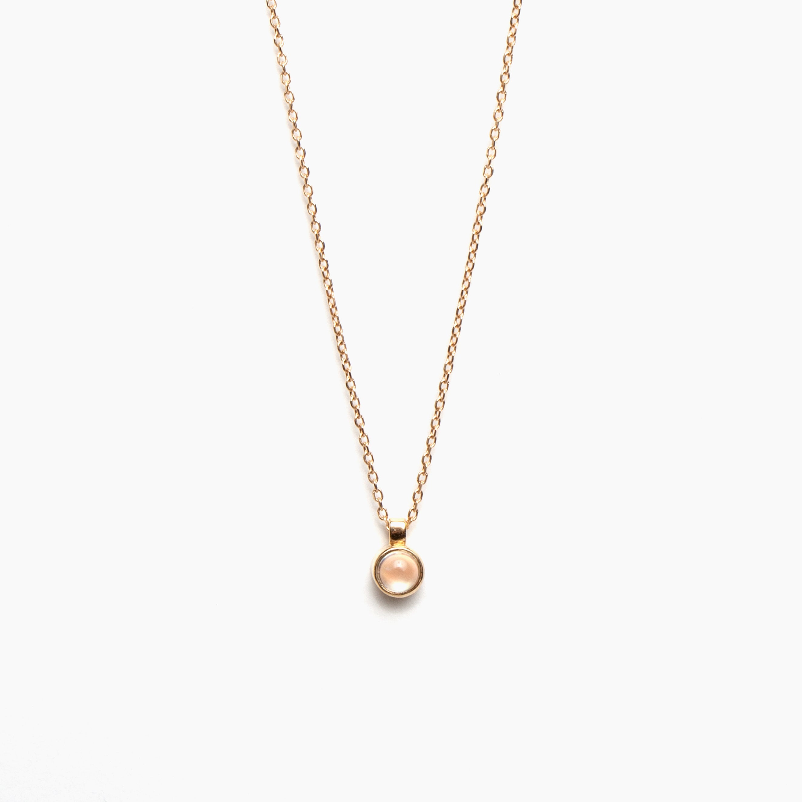 14K Yellow Gold Rainbow Moonstone Necklace