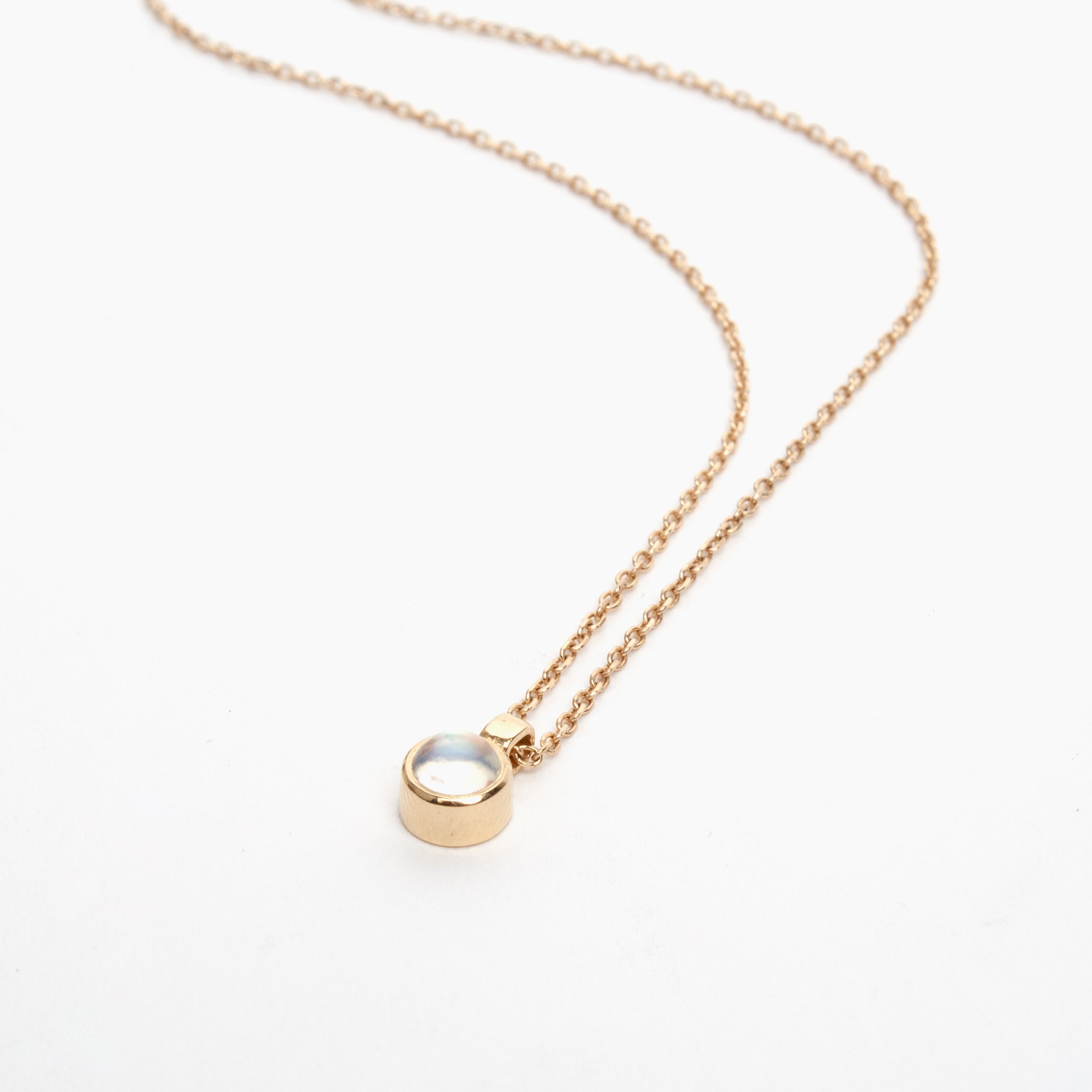 14K Yellow Gold Rainbow Moonstone Necklace
