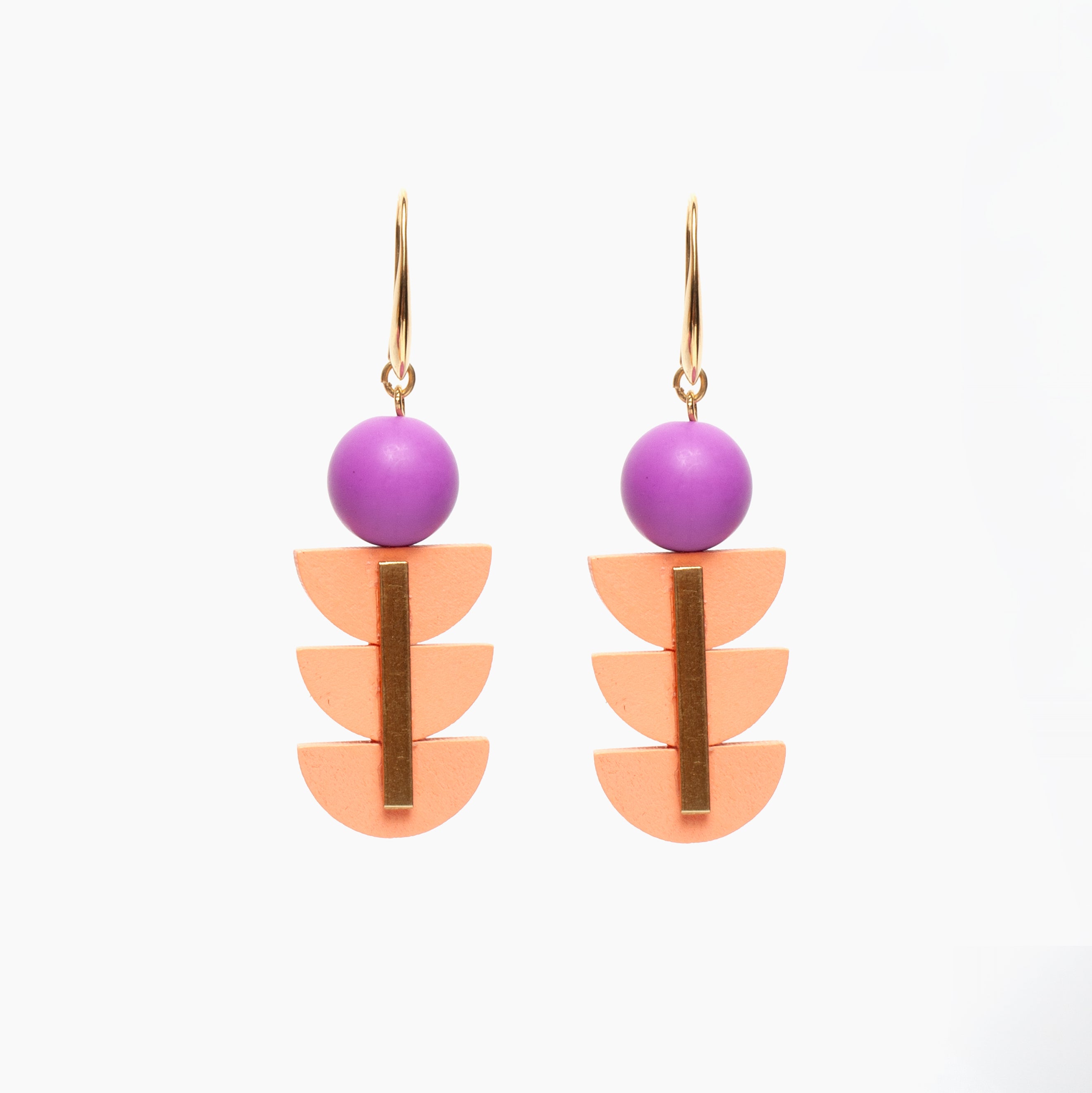 Pink and Purple Geometric Earrings