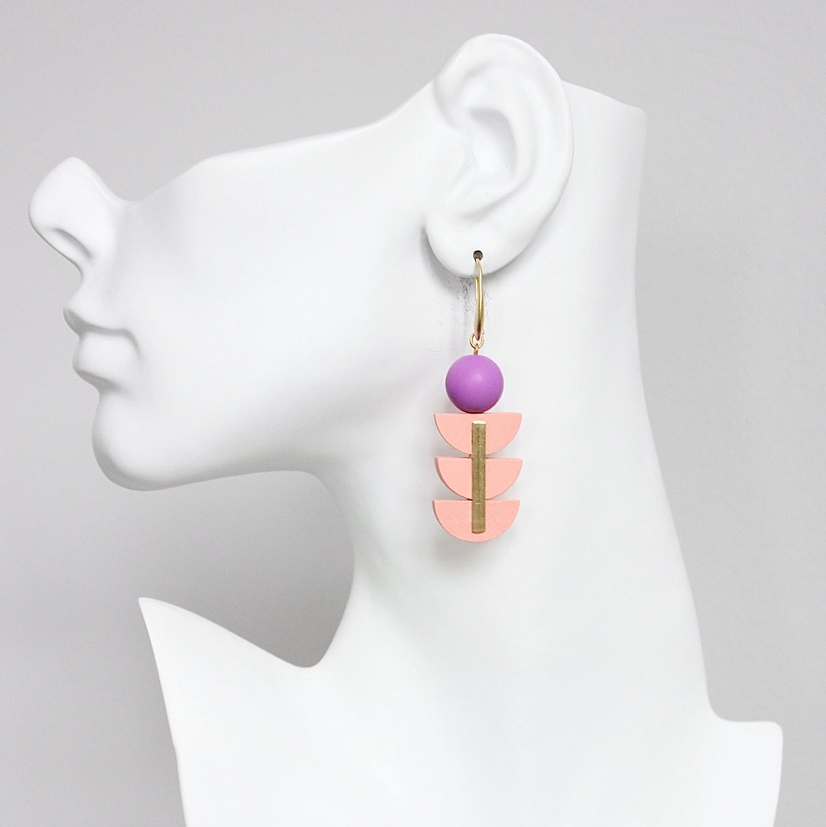 Pink and Purple Geometric Earrings