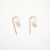 Short Arc Threader Earrings with Large Pearl