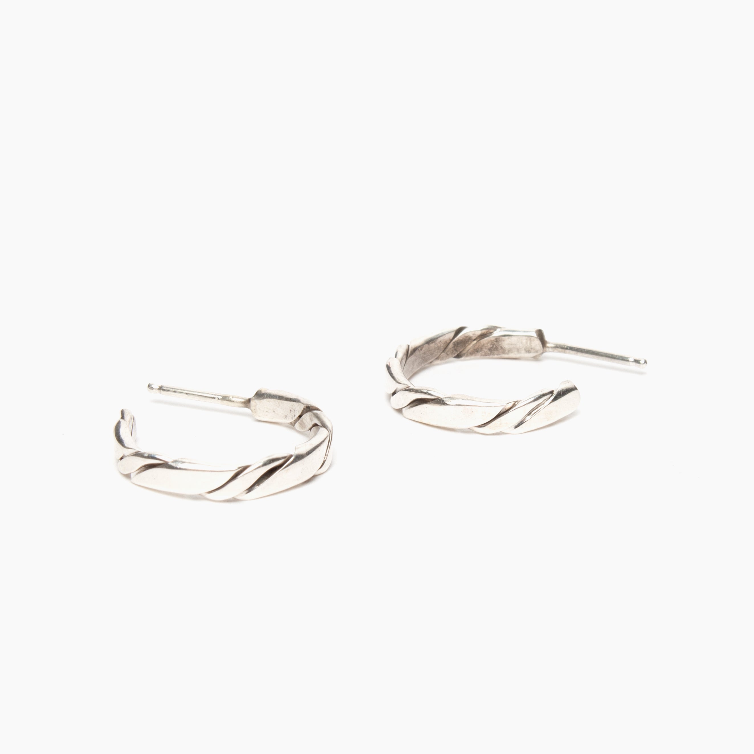 Small Twisted Sterling Silver Hoops