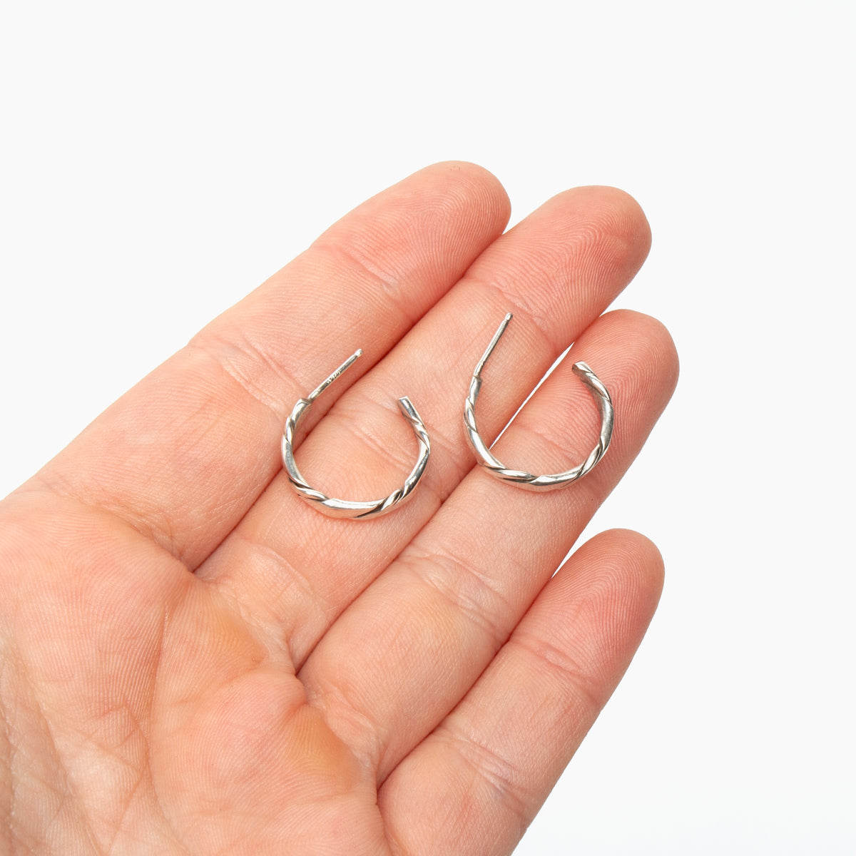 Small Twisted Sterling Silver Hoops
