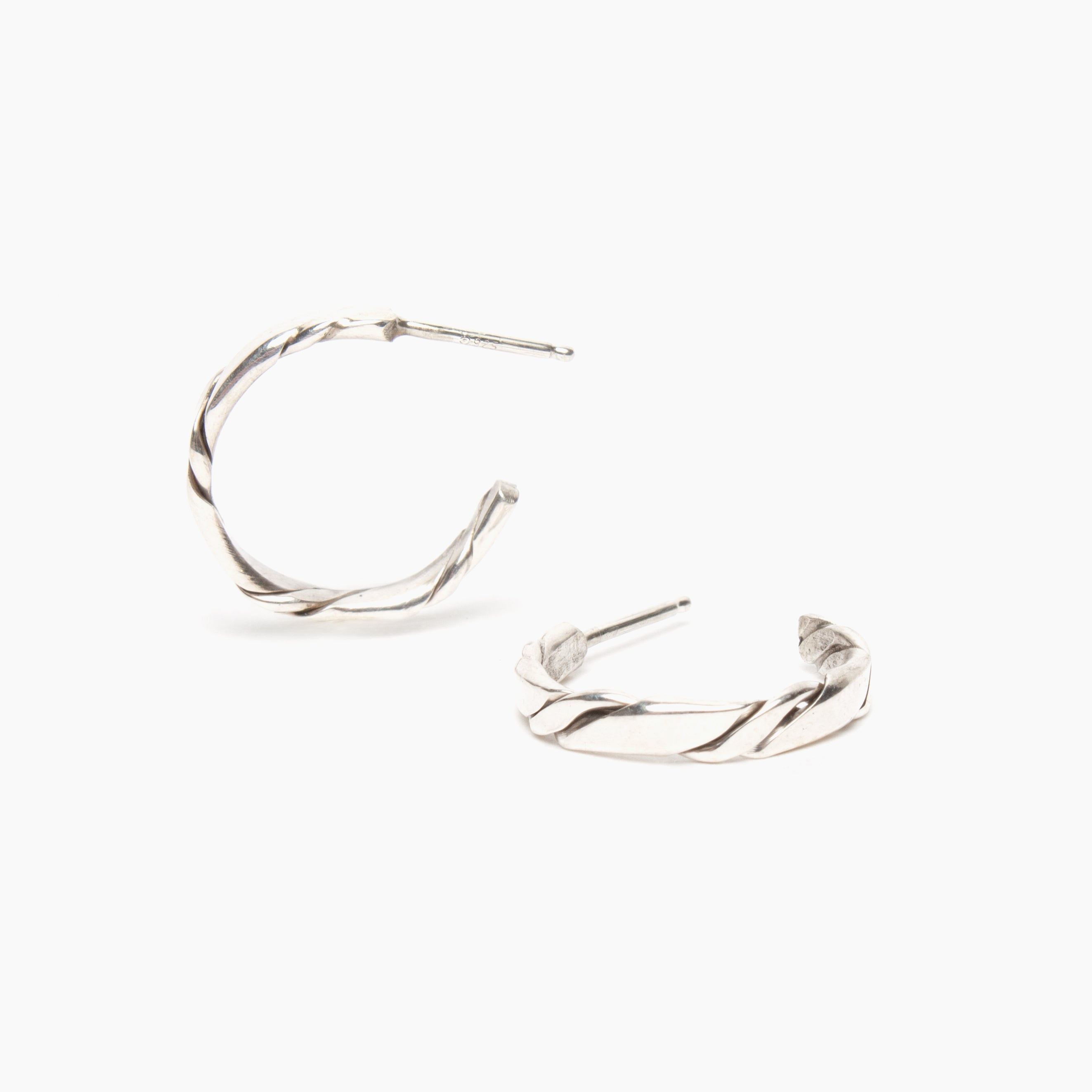 Small Twisted Sterling Silver Hoops
