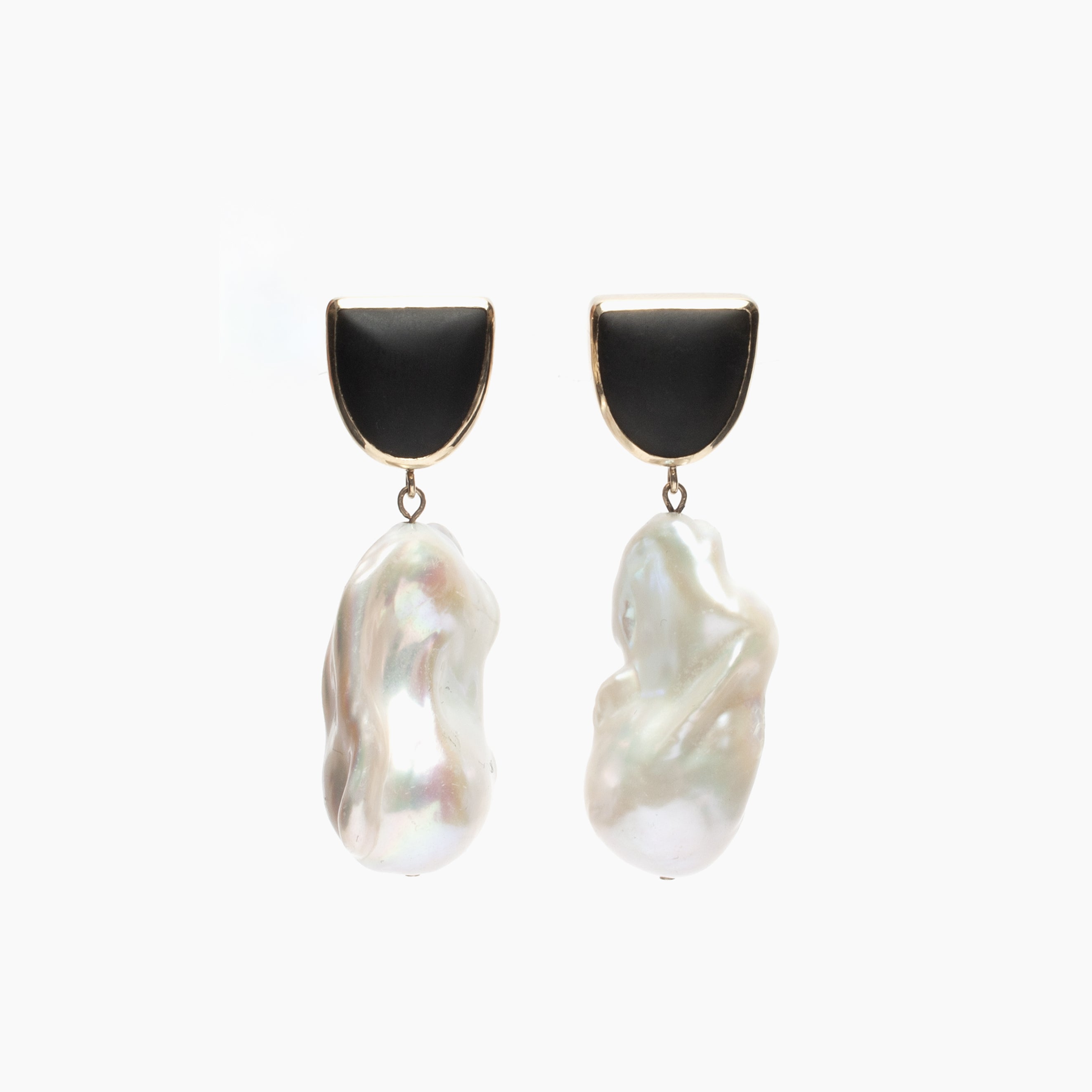 Somni Baroque Pearl Obsidian Drop Earrings