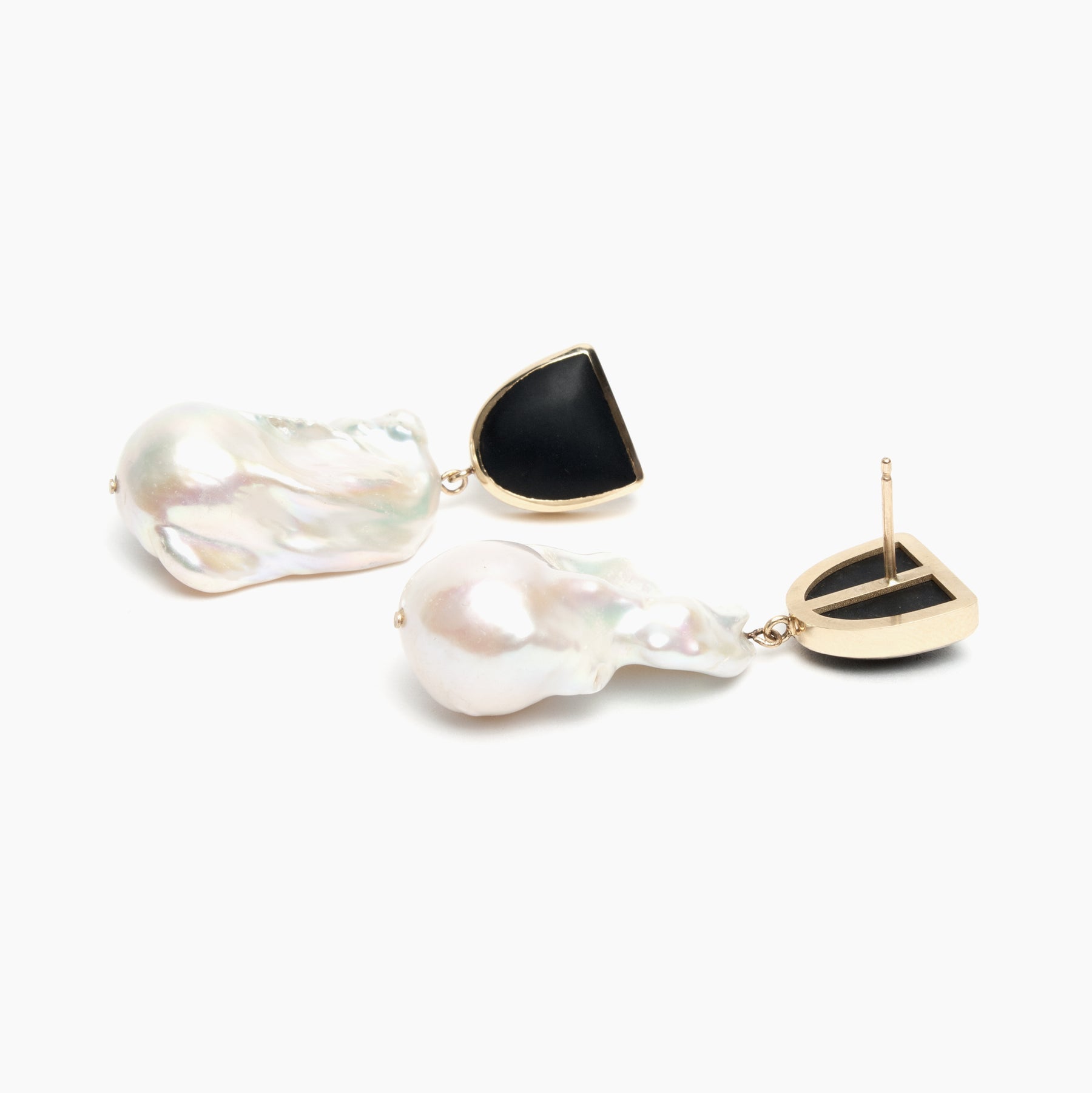 Somni Baroque Pearl Obsidian Drop Earrings