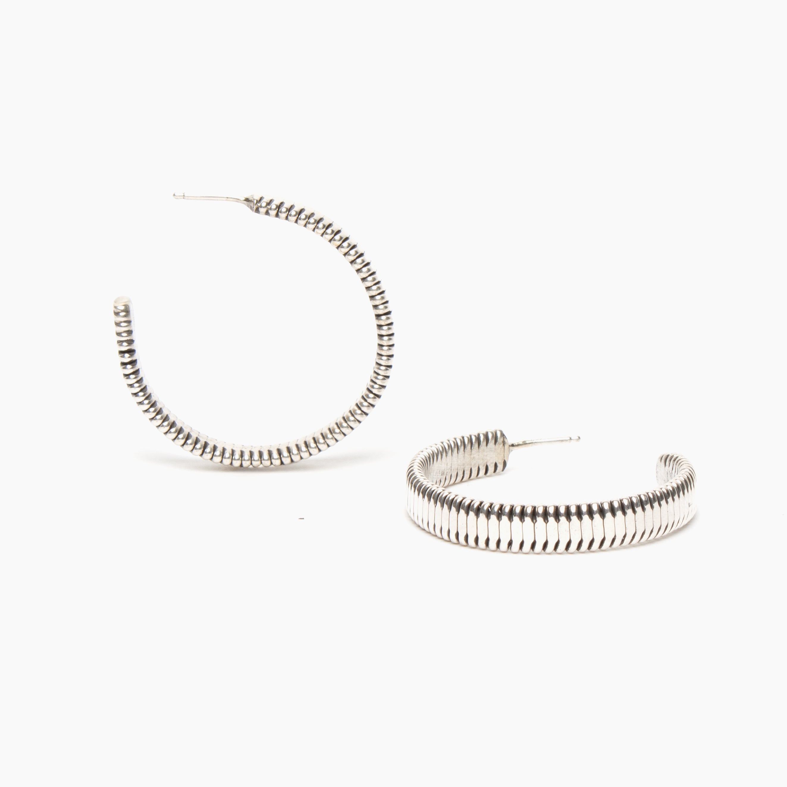 Sterling Silver Jagged Edge Hoop Earrings