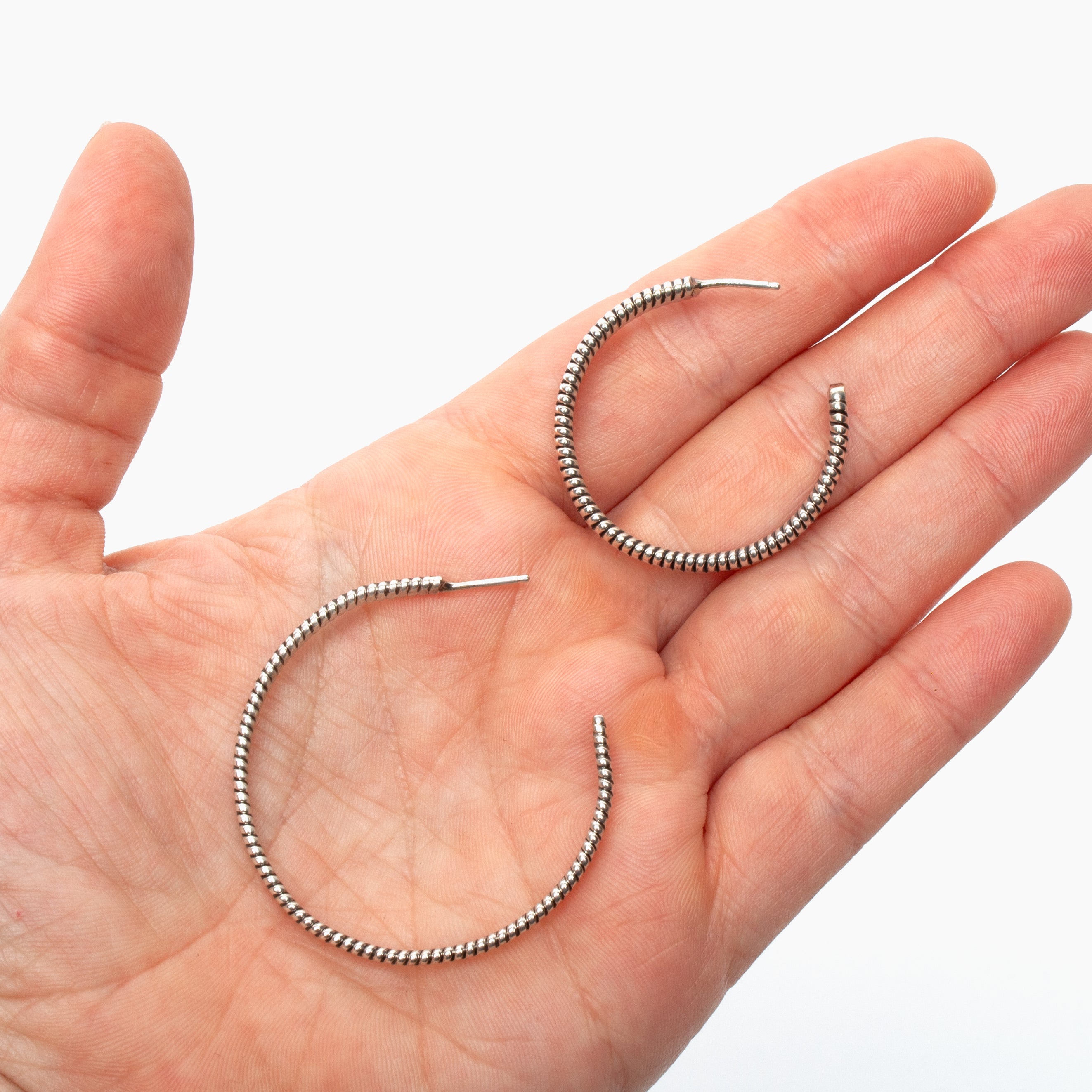 Sterling Silver Jagged Edge Hoop Earrings