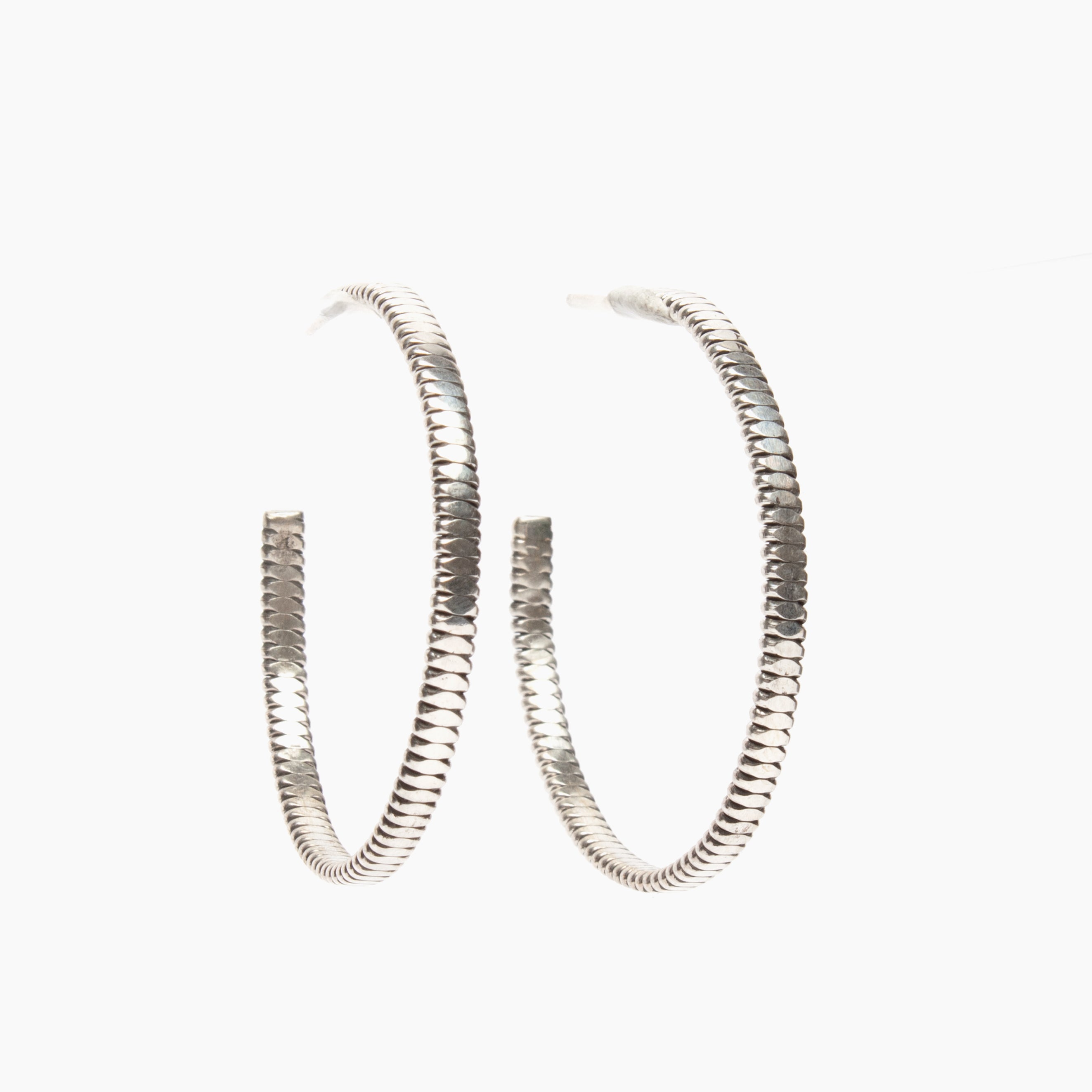 Sterling Silver Jagged Edge Hoop Earrings