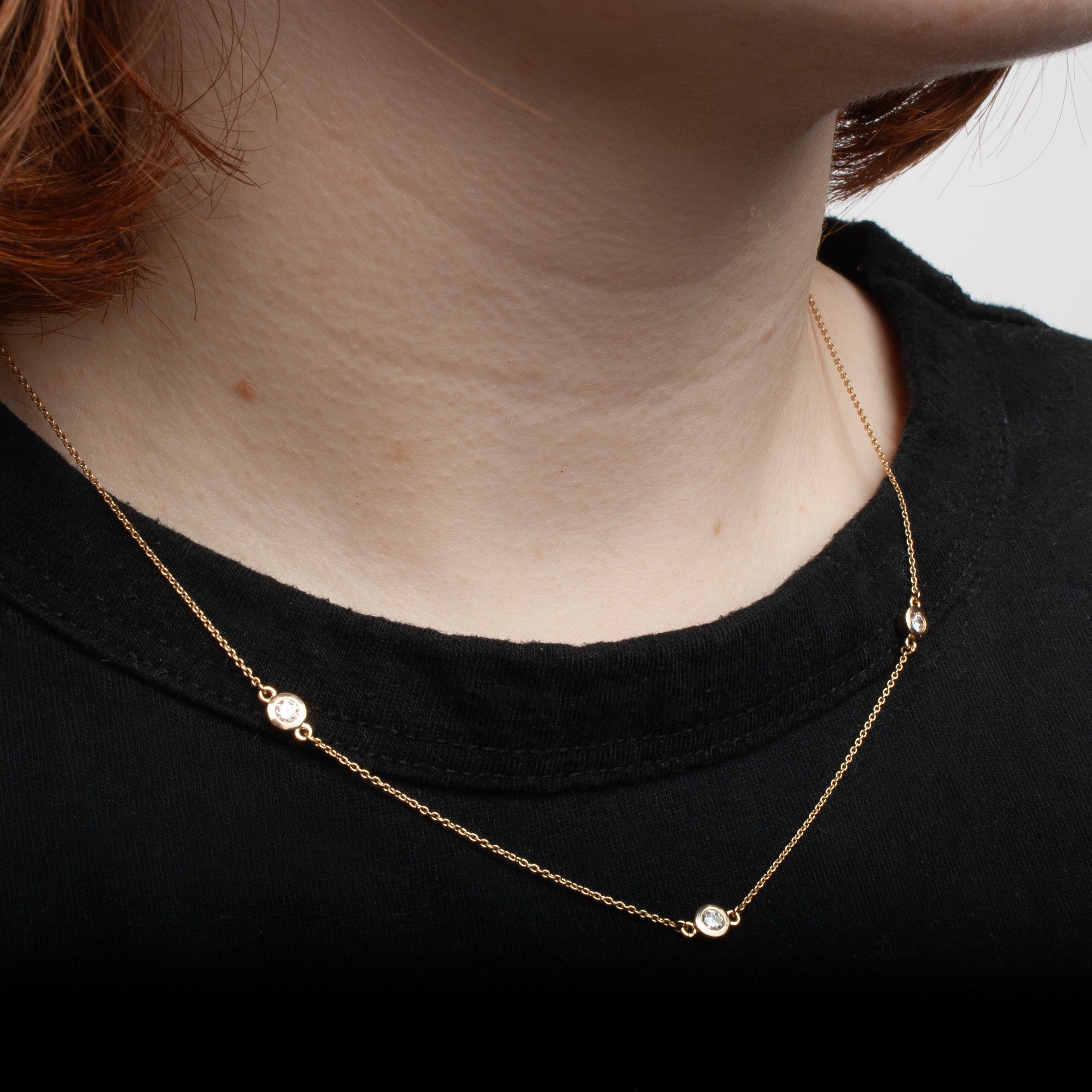 Three-Diamond Station Necklace