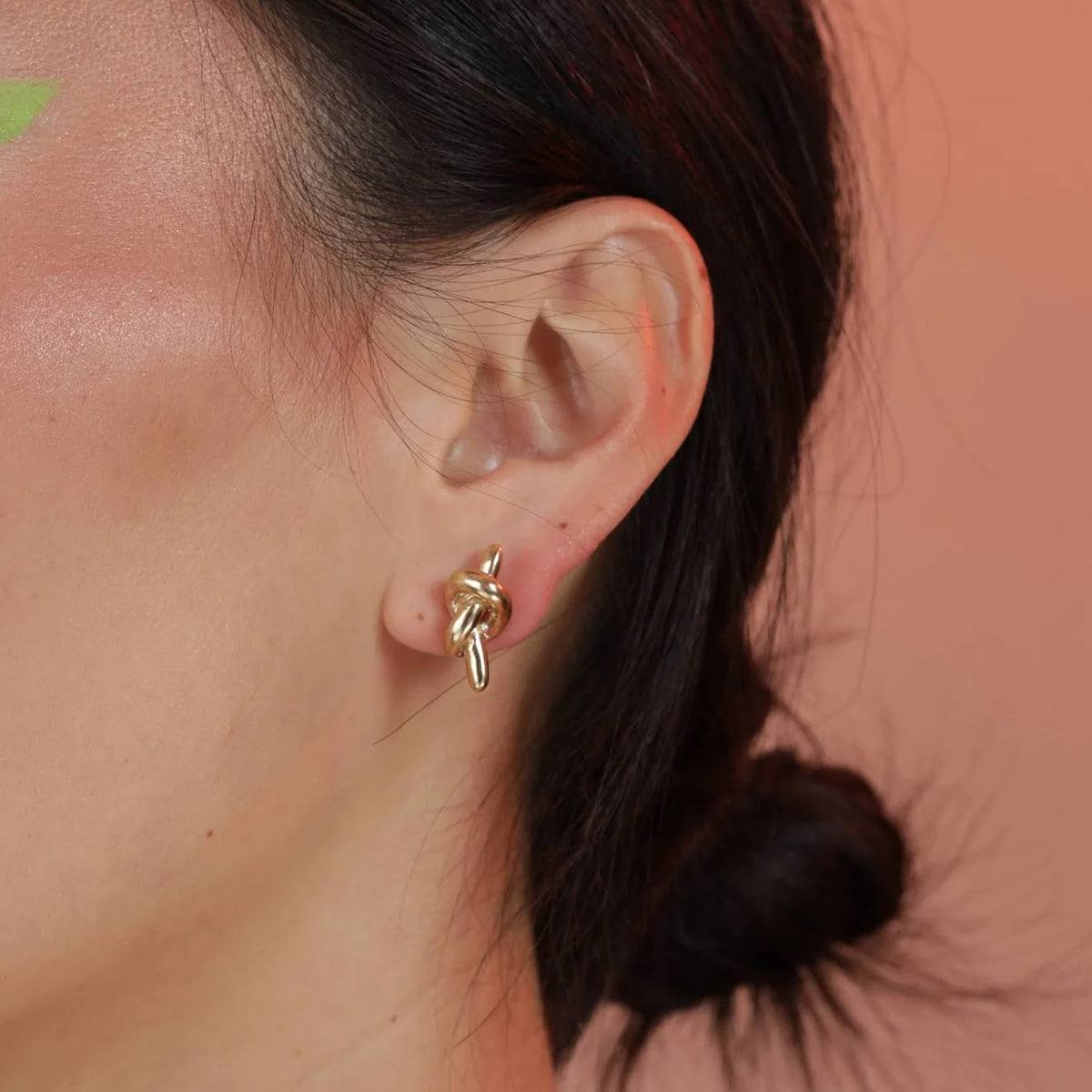 Mini Knot Earrings in Brass