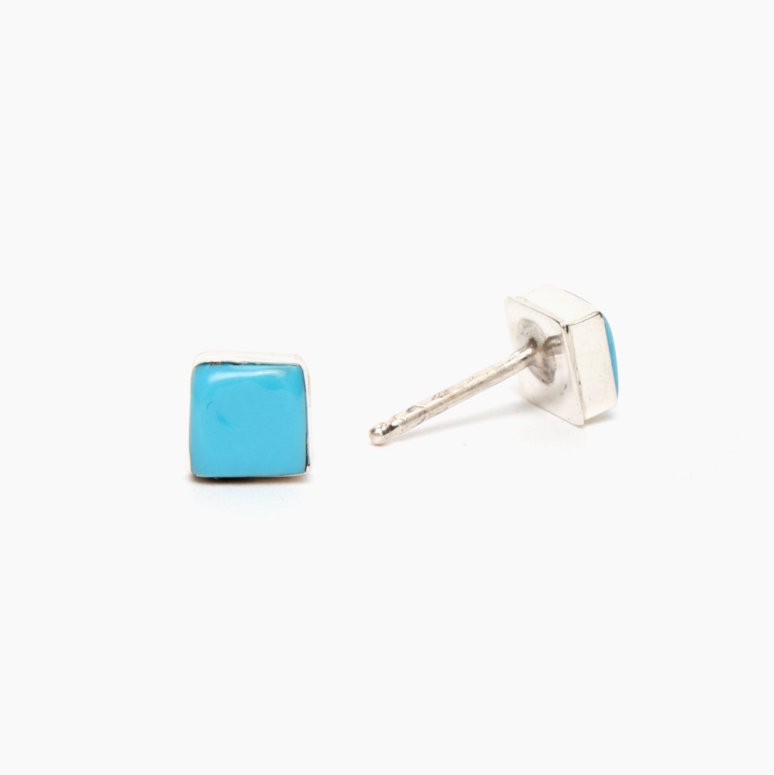 Tiny Square Turquoise Stud Earrings