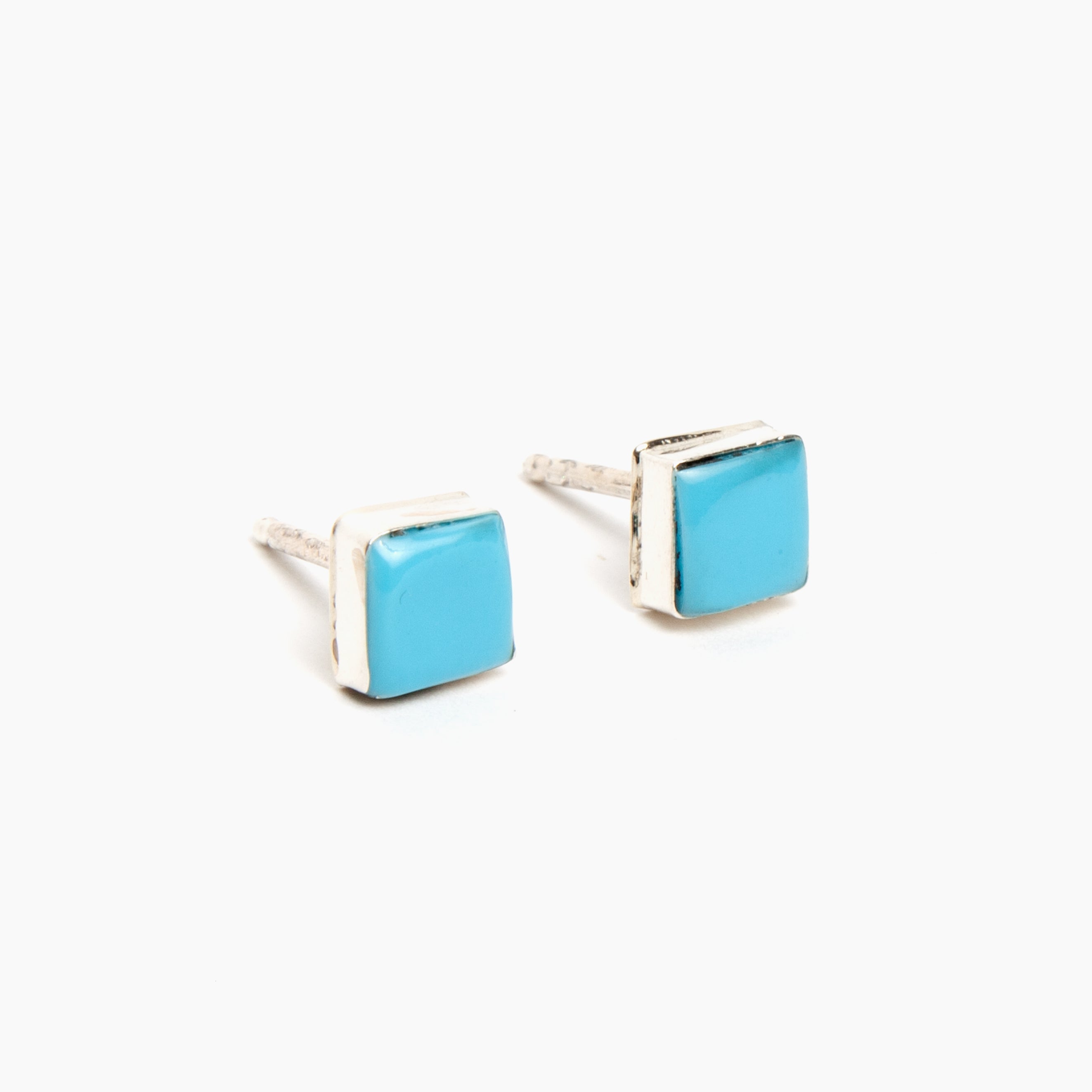 Tiny Square Turquoise Stud Earrings