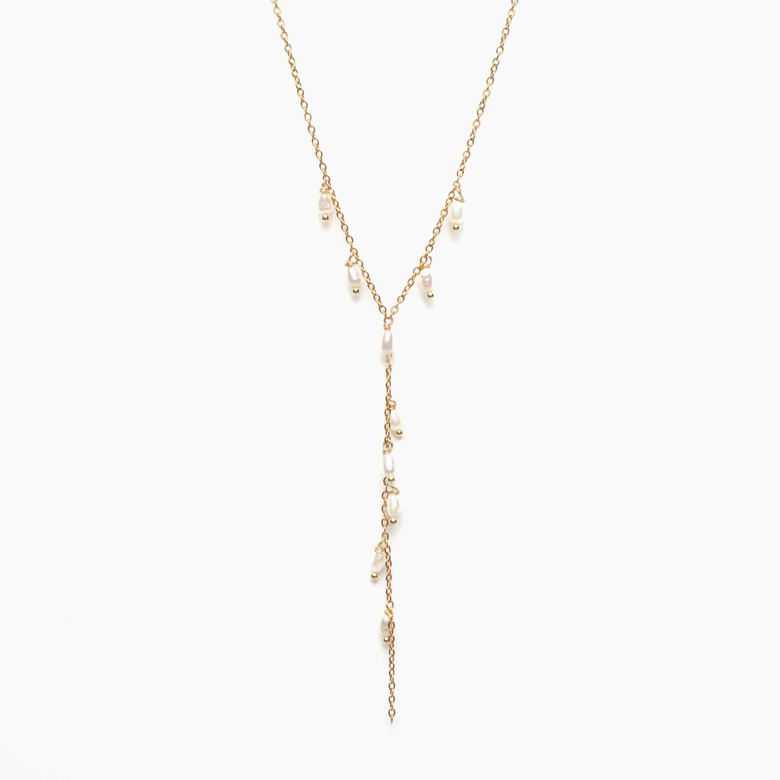 Delicate Gemstone Lariat Necklace