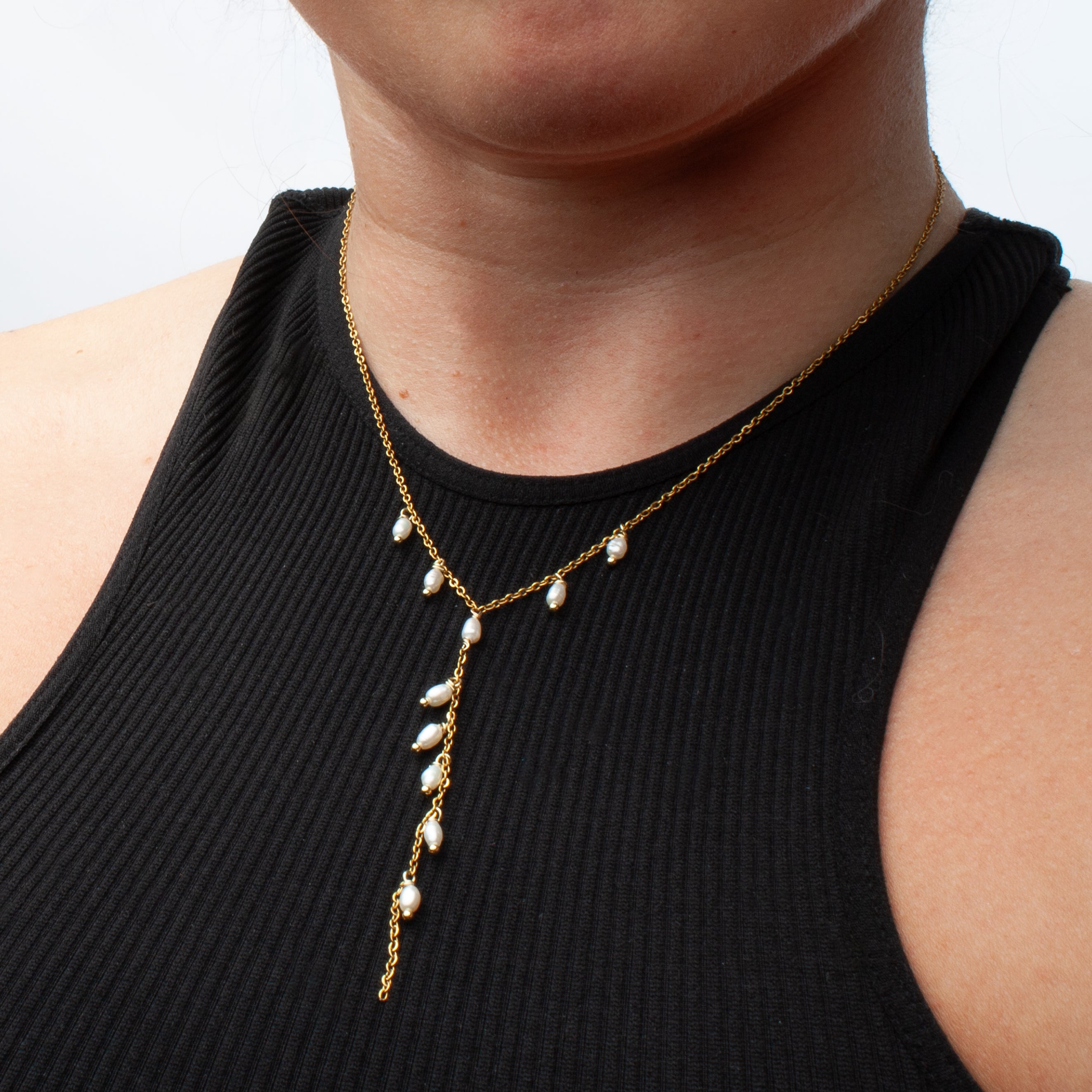 Delicate Gemstone Lariat Necklace