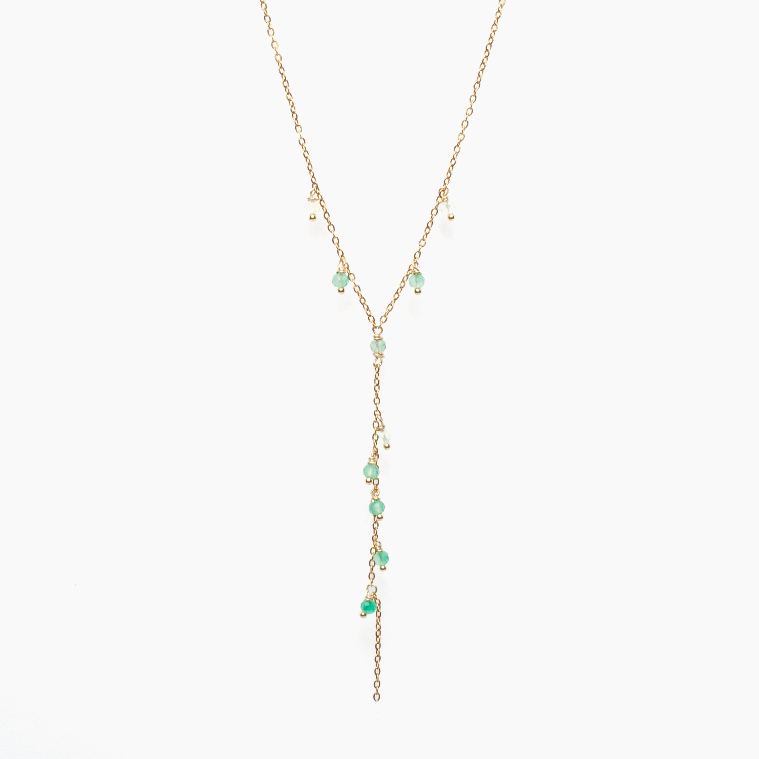 Delicate Gemstone Lariat Necklace