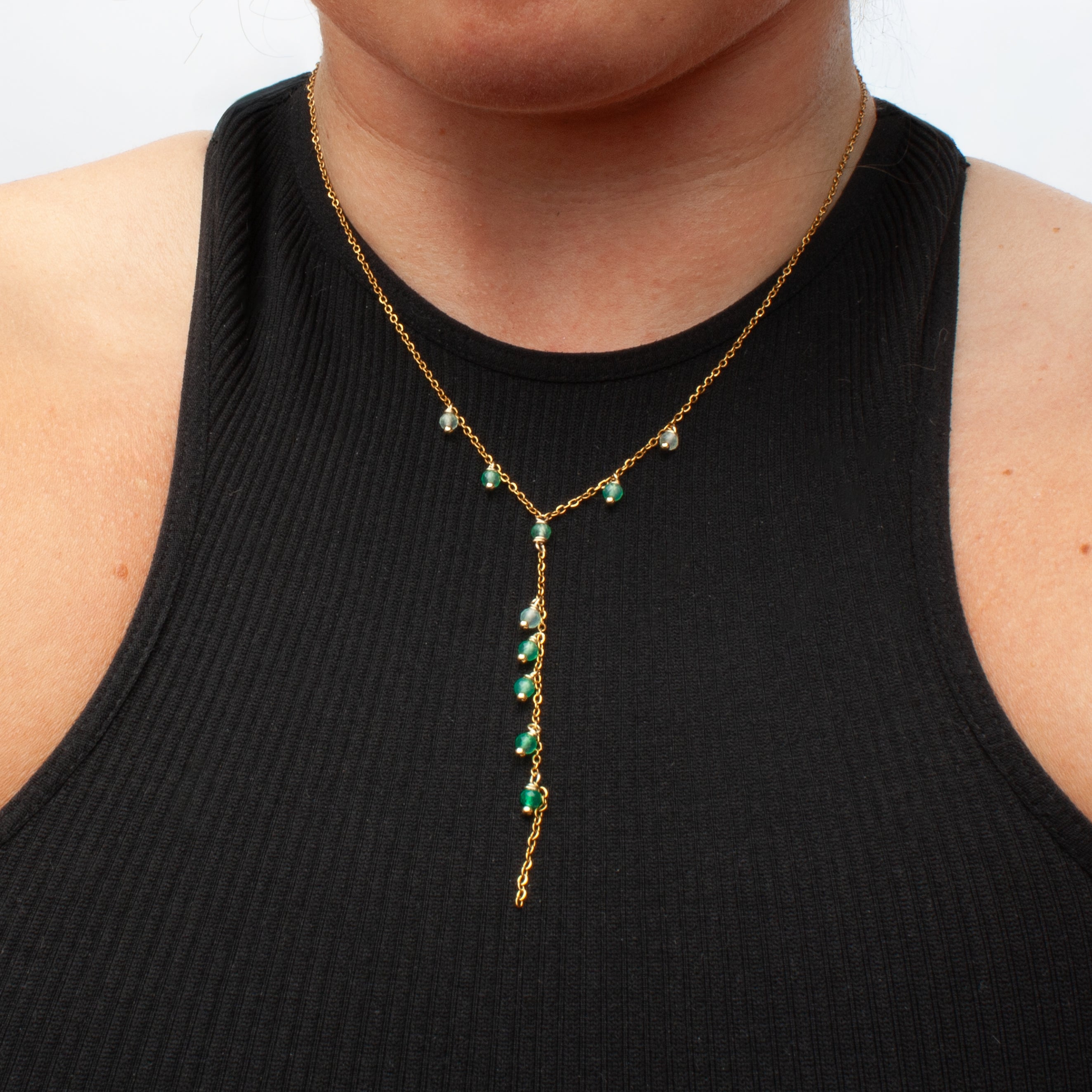 Delicate Gemstone Lariat Necklace