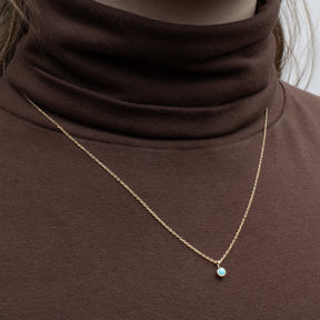 Cabochon Birthstone Bezel Necklace