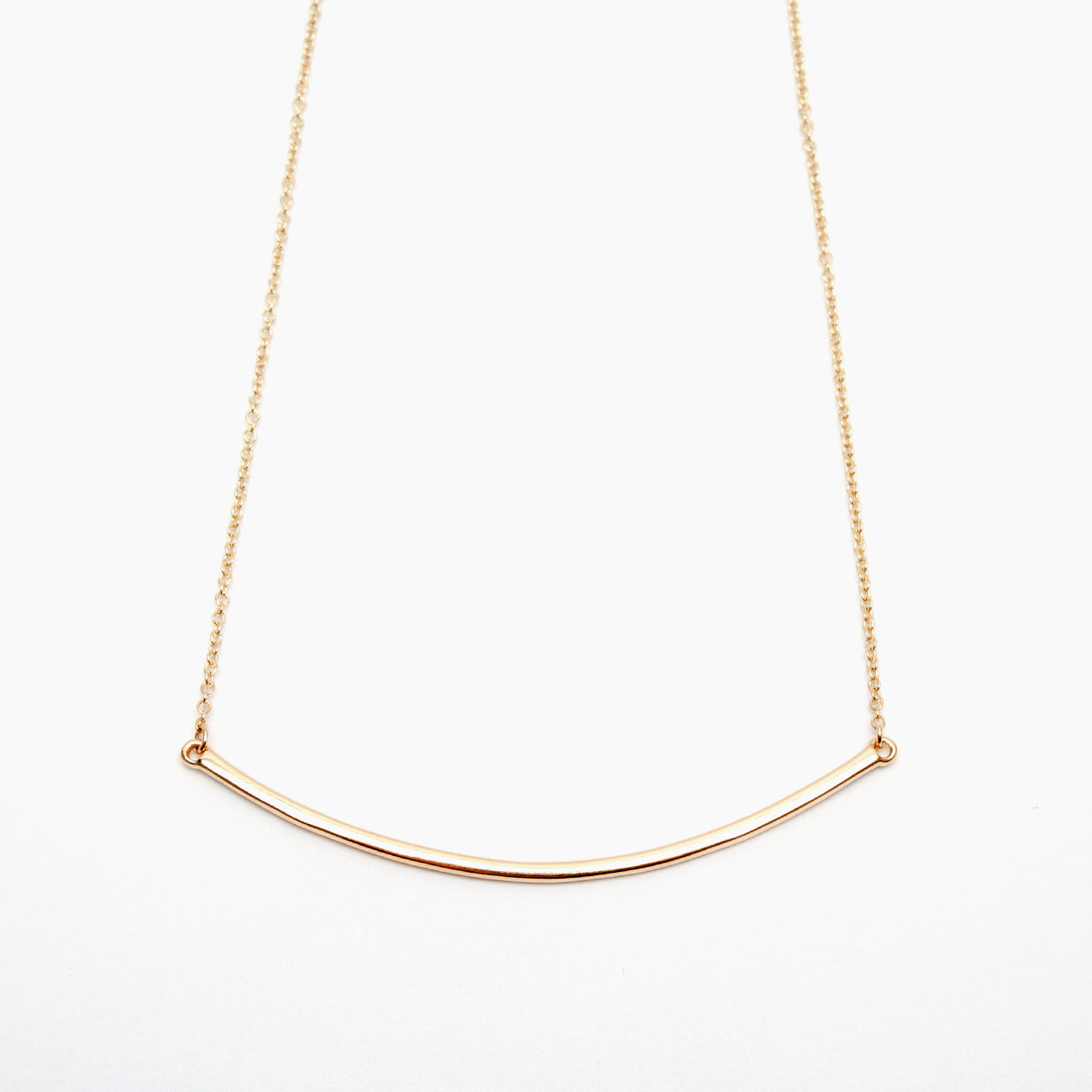 14k Gold Curved Bar Necklace